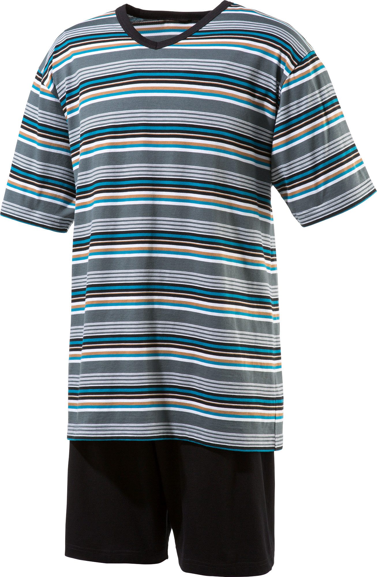 Erwin Müller Pyjama Herren-Shorty Single-Jersey Streifen