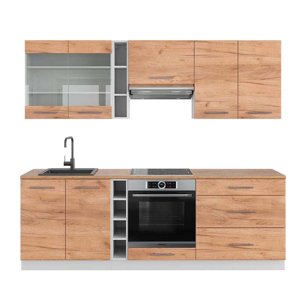 Vicco Küchenzeile R-Line, Sonoma/Weiß, 140 cm, günstig online kaufen