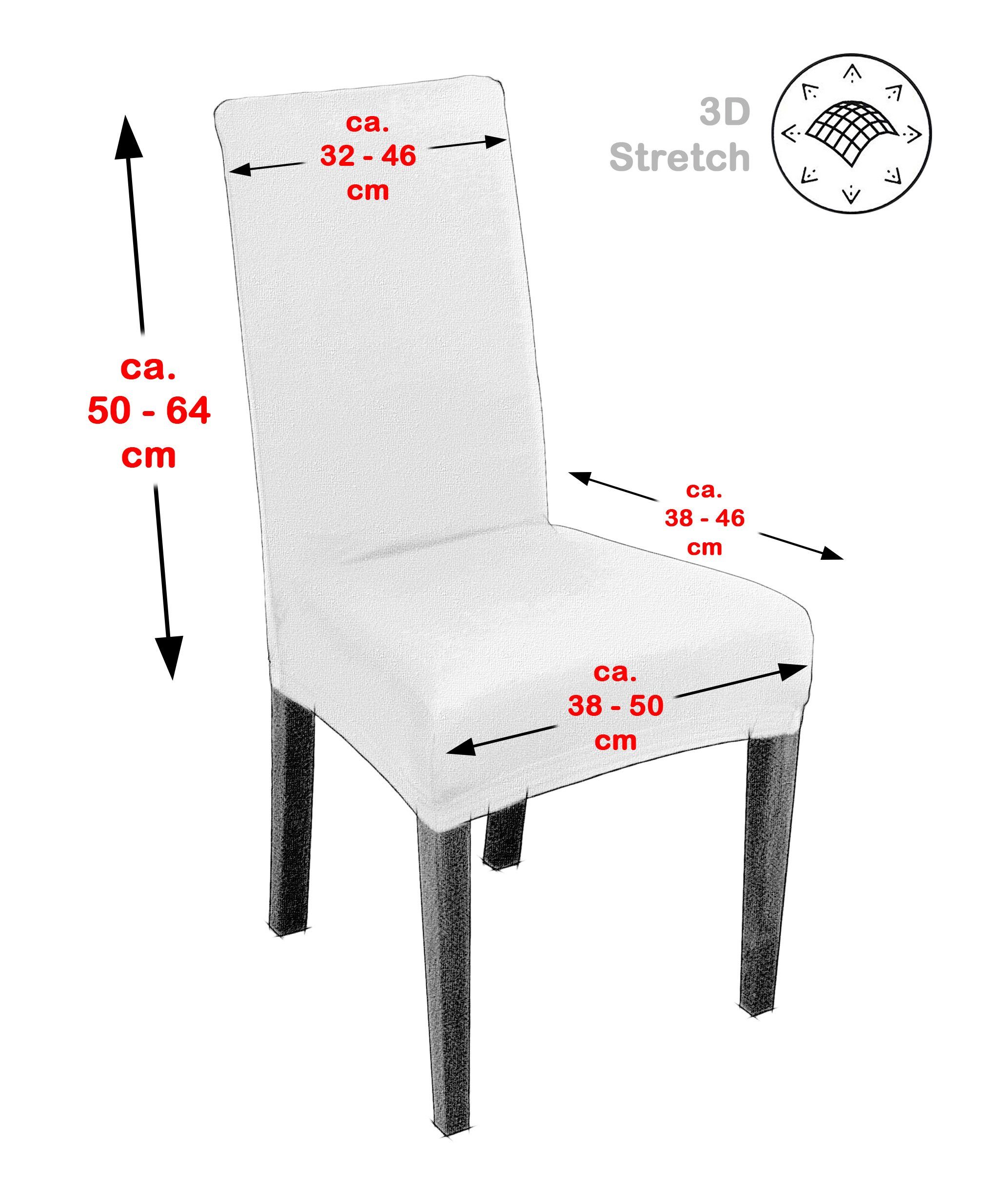 Beautex Stuhlhusse Jersey Baumwolle elastisch für Stühle und Schwingstühle 6er Set – Bild 3 von 5
