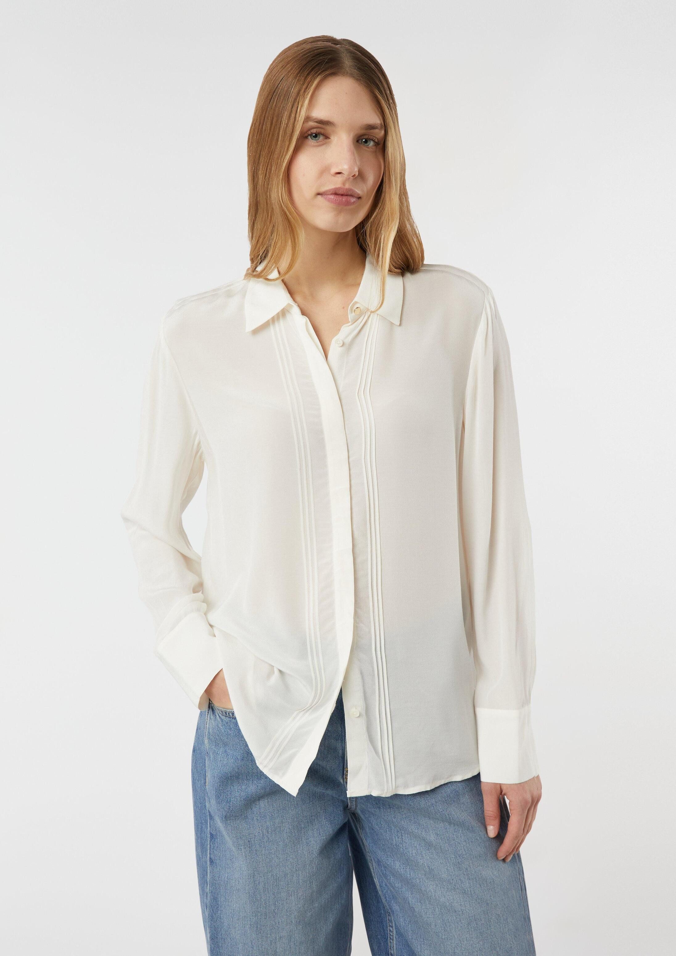 comma Langarmbluse Bluse Semi-transparente Bluse aus Viskose-Crêpe