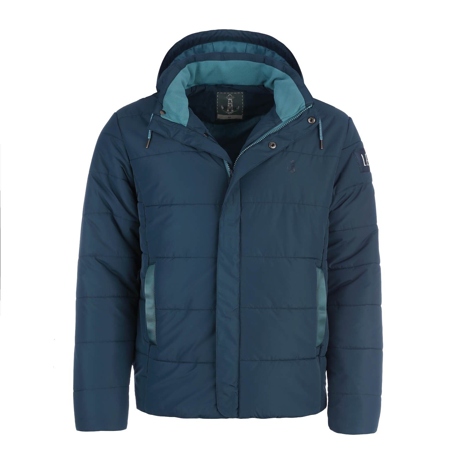 Leitfeuer Steppjacke Herren Jacke gesteppt - Unifarben mit abnehmbarer Kapuze