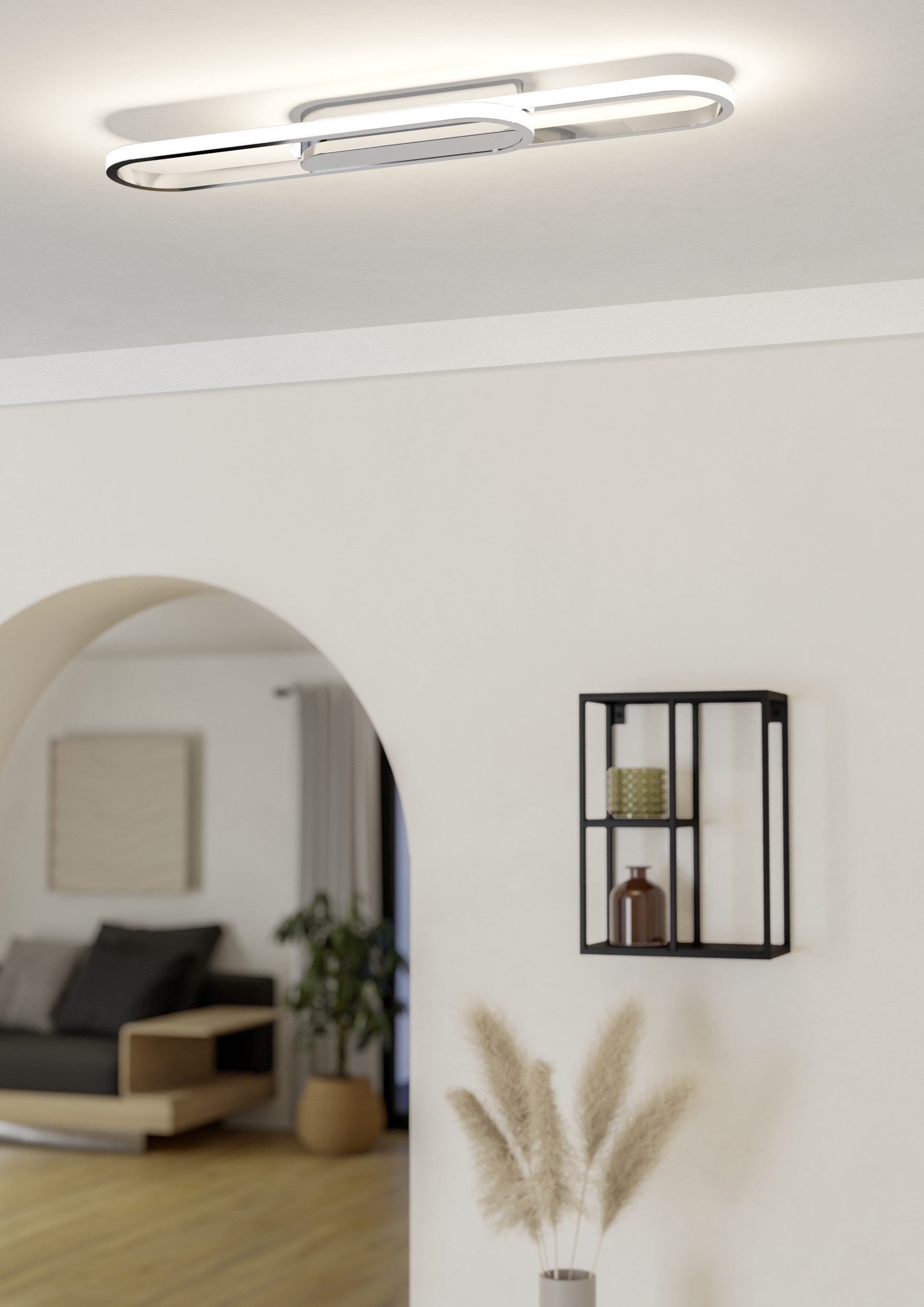 EGLO LED Deckenleuchte CONIVARENA Deckenlampe - Stahl, Alu - LED - 20W - IP20, LED fest integriert, Kaltweiß, Neutralweiß, Warmweiß, Wohzimmerlampe, Esszimmerlampe, Flur, Schlafzimmer, L69 x B17 x H5,5cm