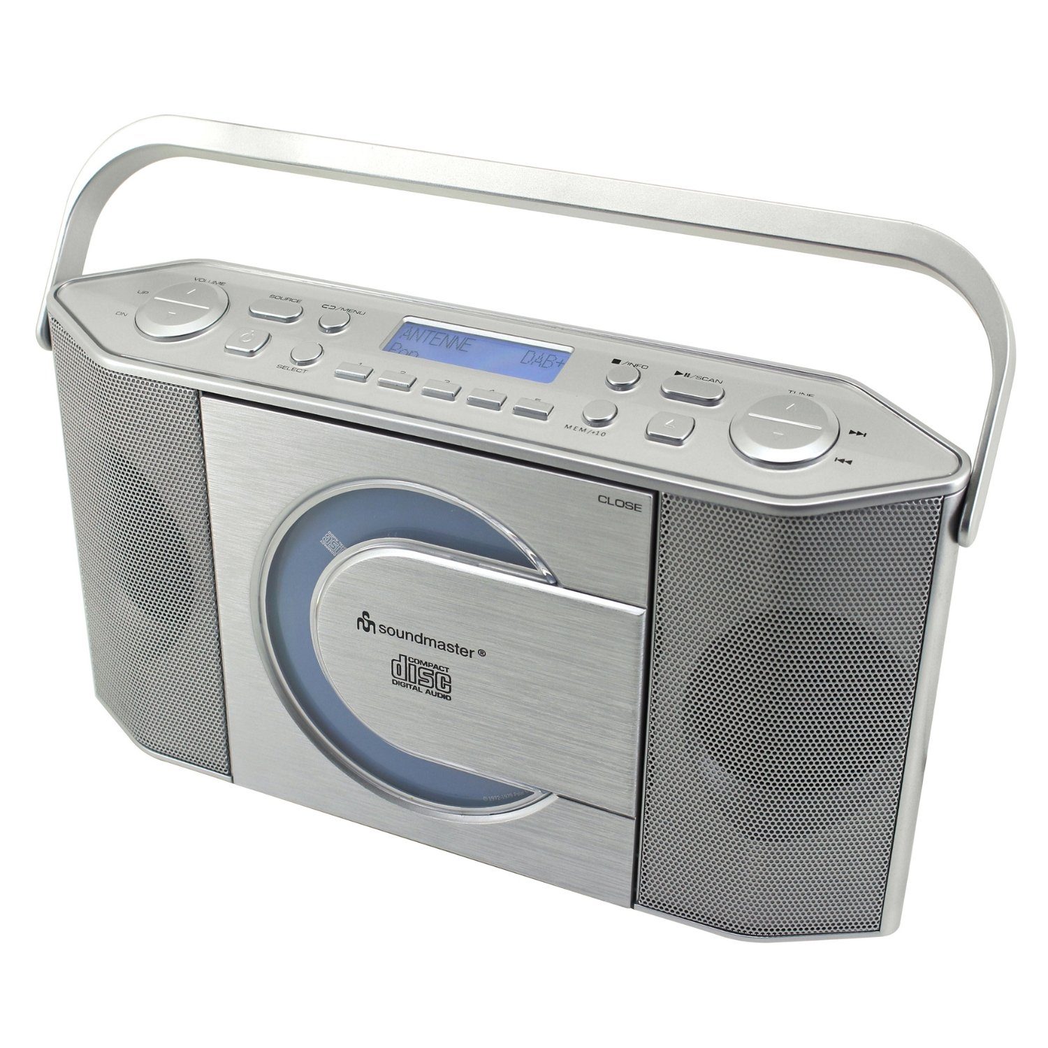 Soundmaster RCD1770SI tragbares Digitalradio DAB+ UKW-PLL USB CD Player MP3 Uhr Digitalradio (DAB) (DAB+, UKW-RDS, 2 W, schmale Bauweise, kompakt, vertikaler CD плееры, Fensterbank, Küche)