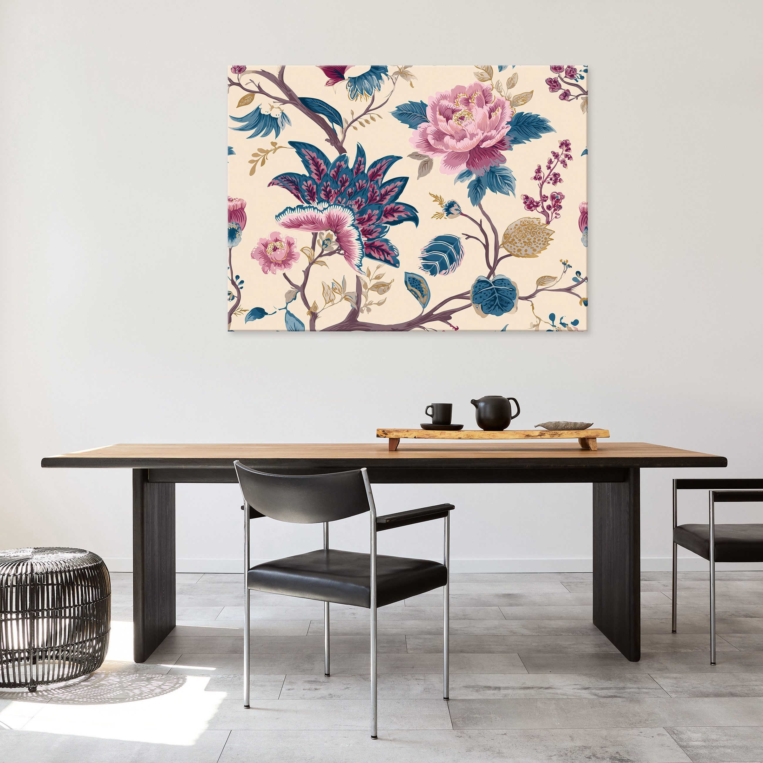 Wallarena Leinwandbild Blätter Vintage - Lila - Modern - Wohnzimmer, Blätter, 40x30x2cm