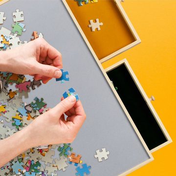 relaxdays Puzzleunterlage Puzzlebrett mit 4 Schubladen