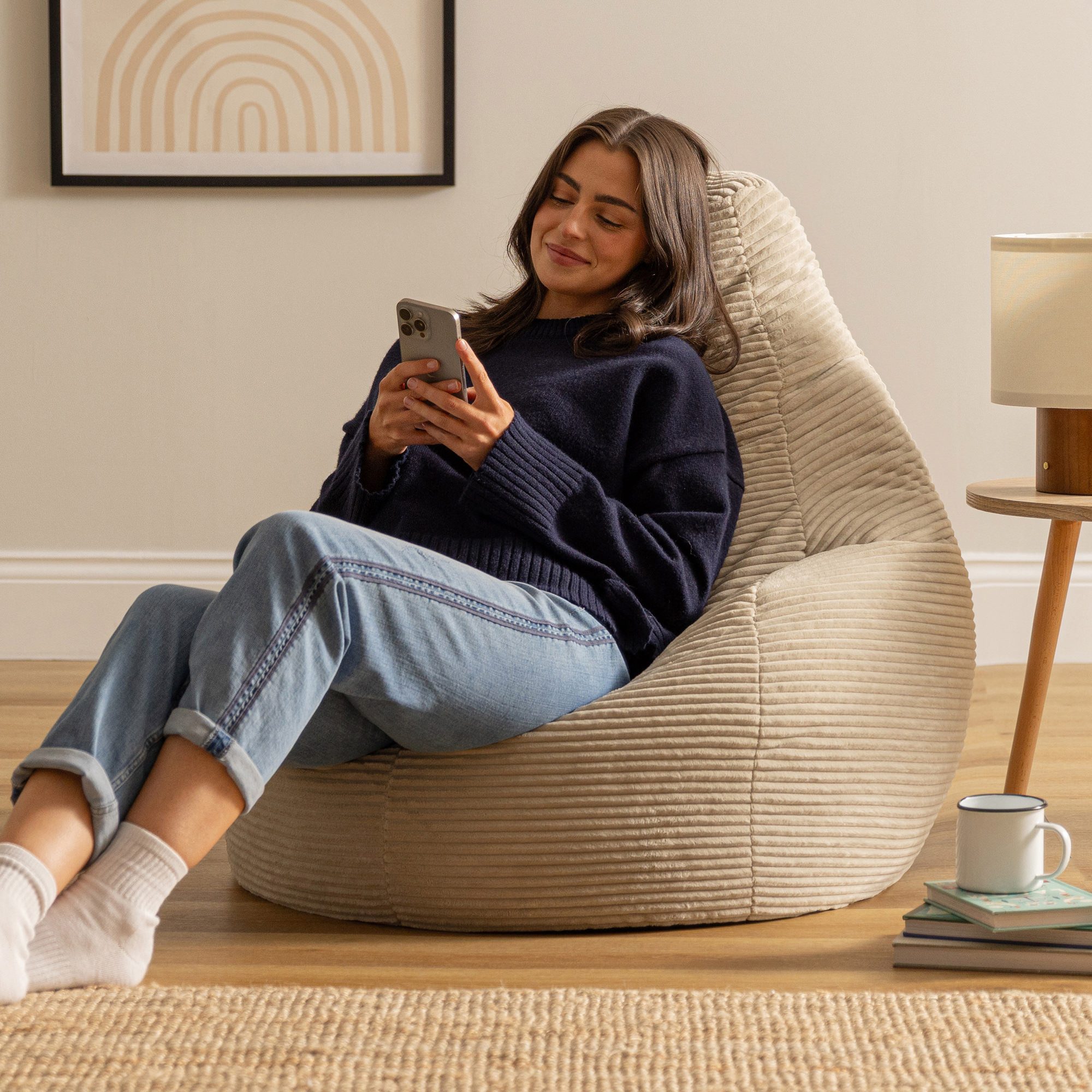 icon Sitzsack Sessel mit Liege aus Cord „Dalton“, Sitzsack XXL Gaming Sitzs günstig online kaufen