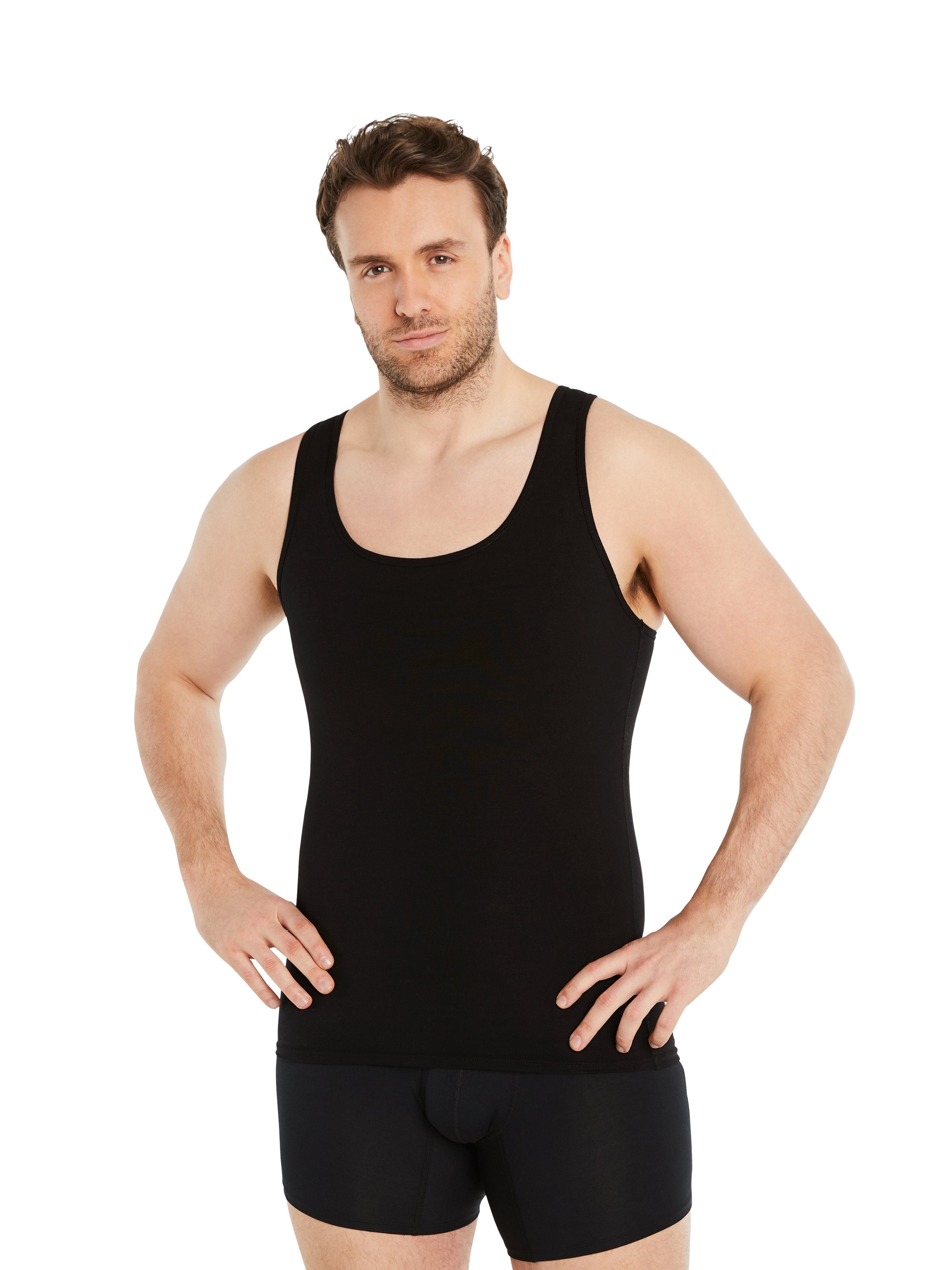 FINN Design Shapinghemd Shapewear extra Ärmellos starke Kompression, weniger Kompressions-Unterhemd Schwarz Herren eine Kleidergröße