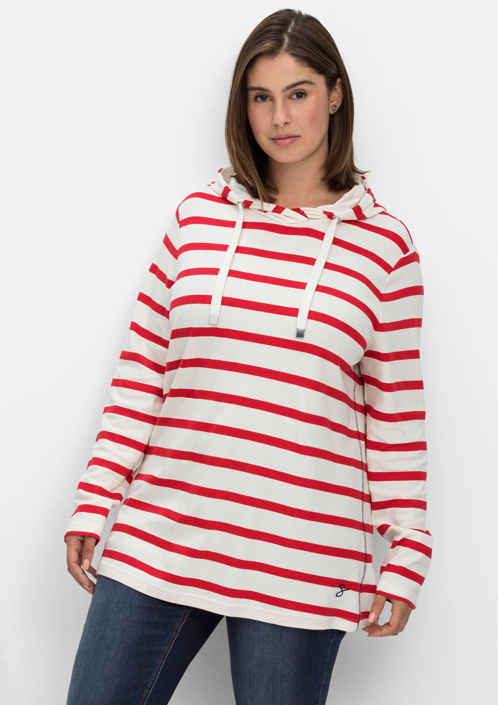 Sheego T-Shirt Ringelshirt . mit Kapuze günstig online kaufen