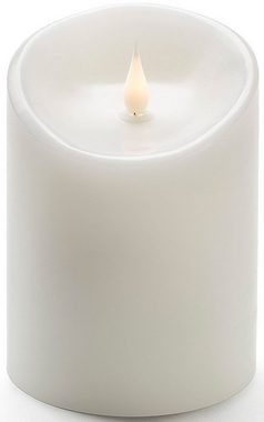 KONSTSMIDE LED-Kerze Weihnachtsdeko (1-tlg), LED Echtwachskerze, weiß, mit 3D Flamme, Ø 10 cm, Höhe: 14 cm