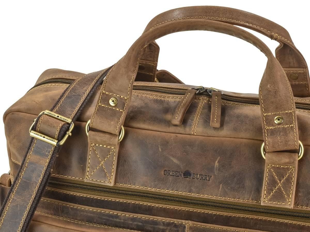 Greenburry Umhängetasche "Vintage" Business Tasche 42x32cm antik braun, used Look, Businesstasche, für Herren, für Damen