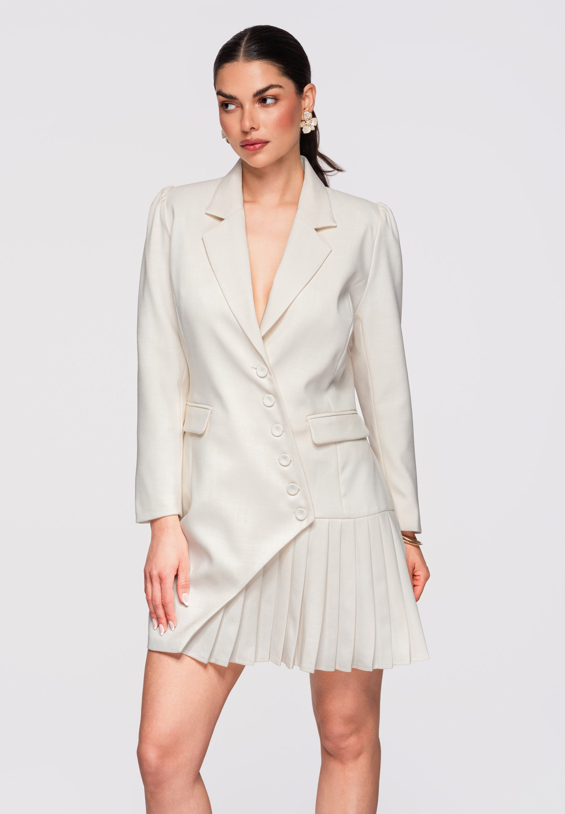 OMBRE Abendkleid Damen Etuikleid Minikleid V-Ausschnitt Cocktailkleid (kein Set, 1-tlg) Asymmetrischer Vorderseite mit Falte