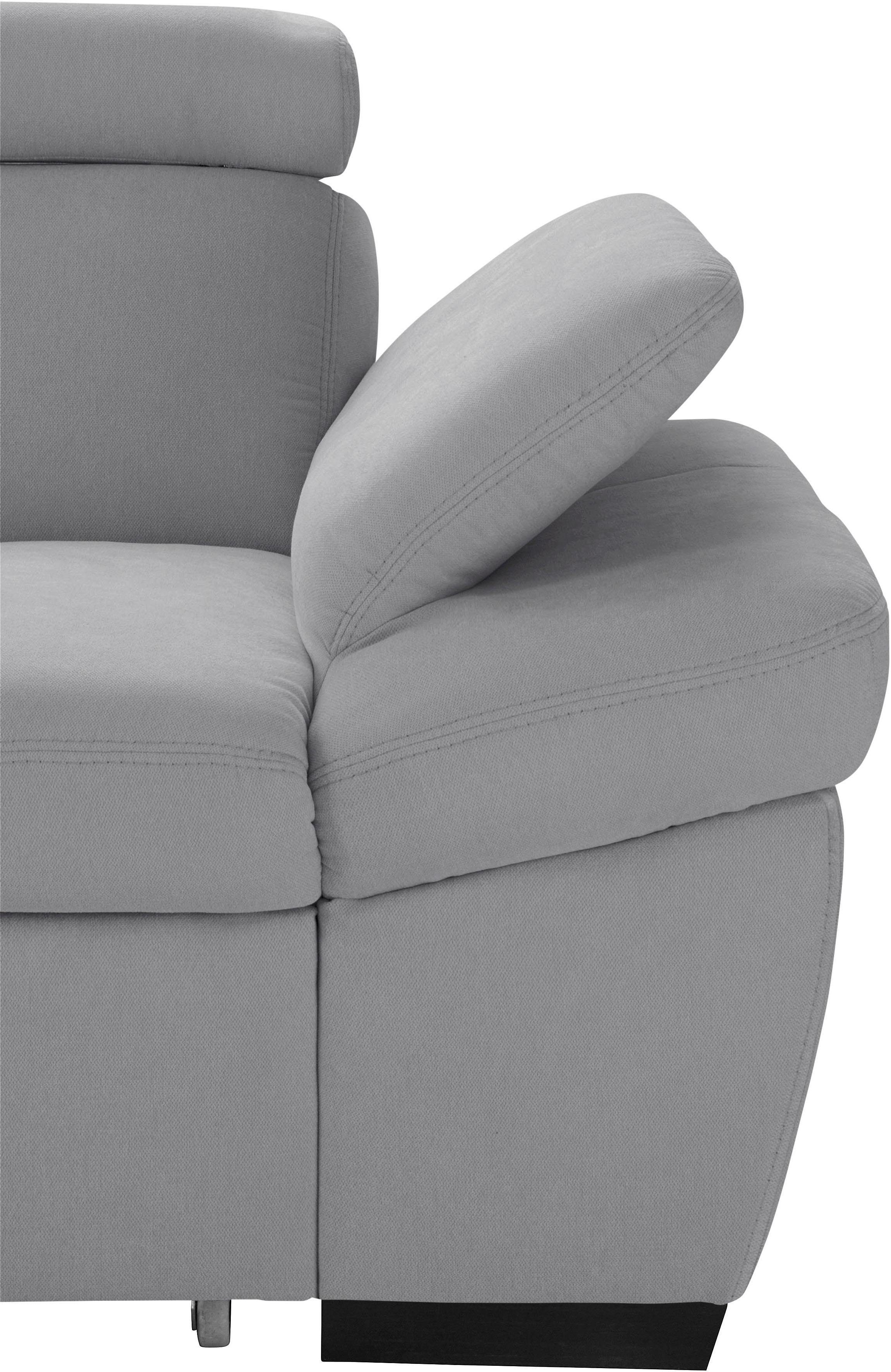 exxpo - sofa fashion Ecksofa Salerno, klassisch modernes Funktionssofa, hoher Sitzkomfort, L-Form, inkl. Kopf- und Armteilverstellung, wahlweise mit Bettfunktion