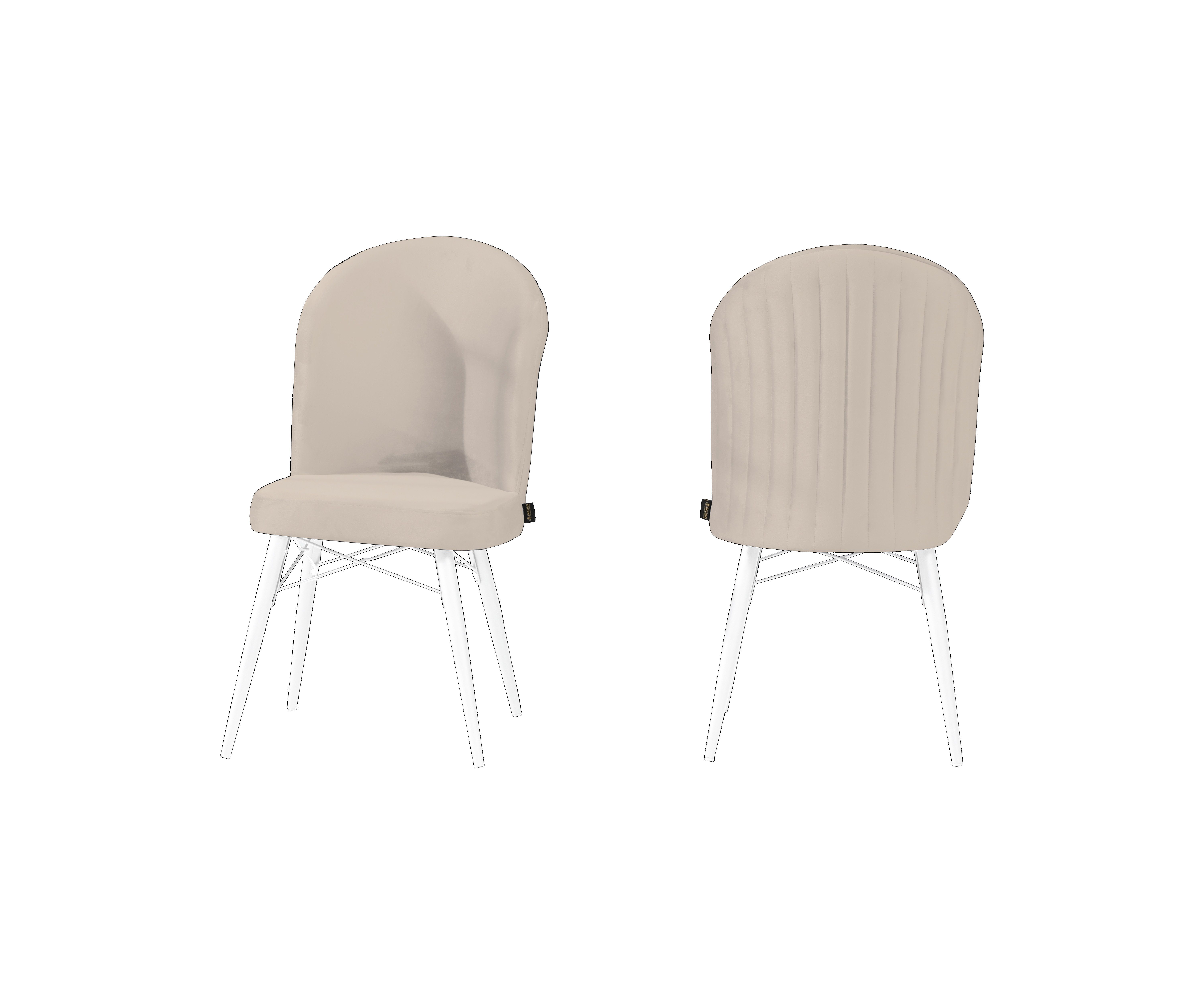 INCIMO Esszimmerstuhl SUDE mit Metall Beinen in Weiß 2er Set (spar-Set) Beige | Stühle