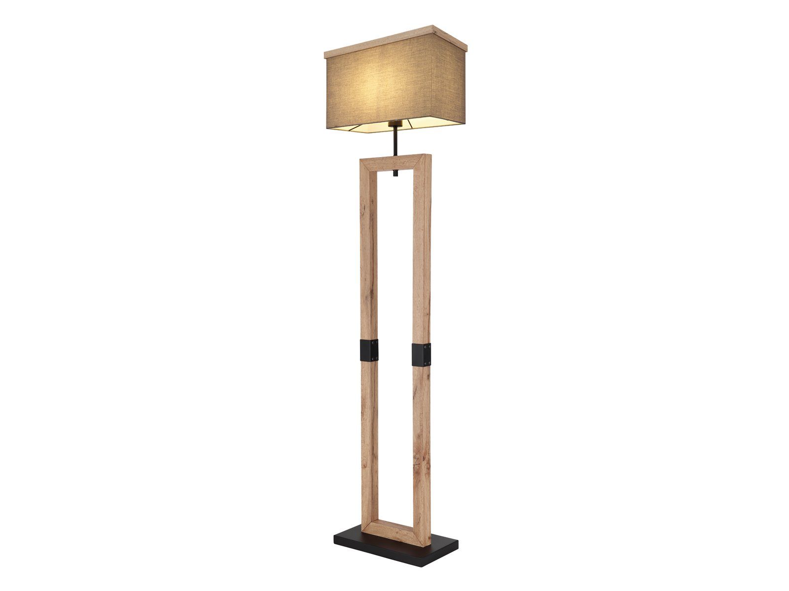 meineWunschleuchte LED Stehlampe, Grau, Stoff skandinavisch warmweiß, Höhe Holz Ecke dimmbar 155cm Lampenschirm-e