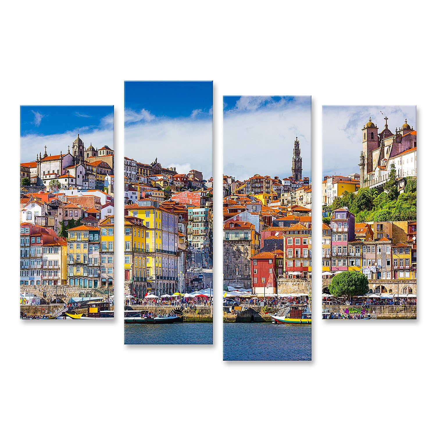 Leinwandbild Bild auf Leinwand Skyline der Altstadt von der anderen Seite des Fluss