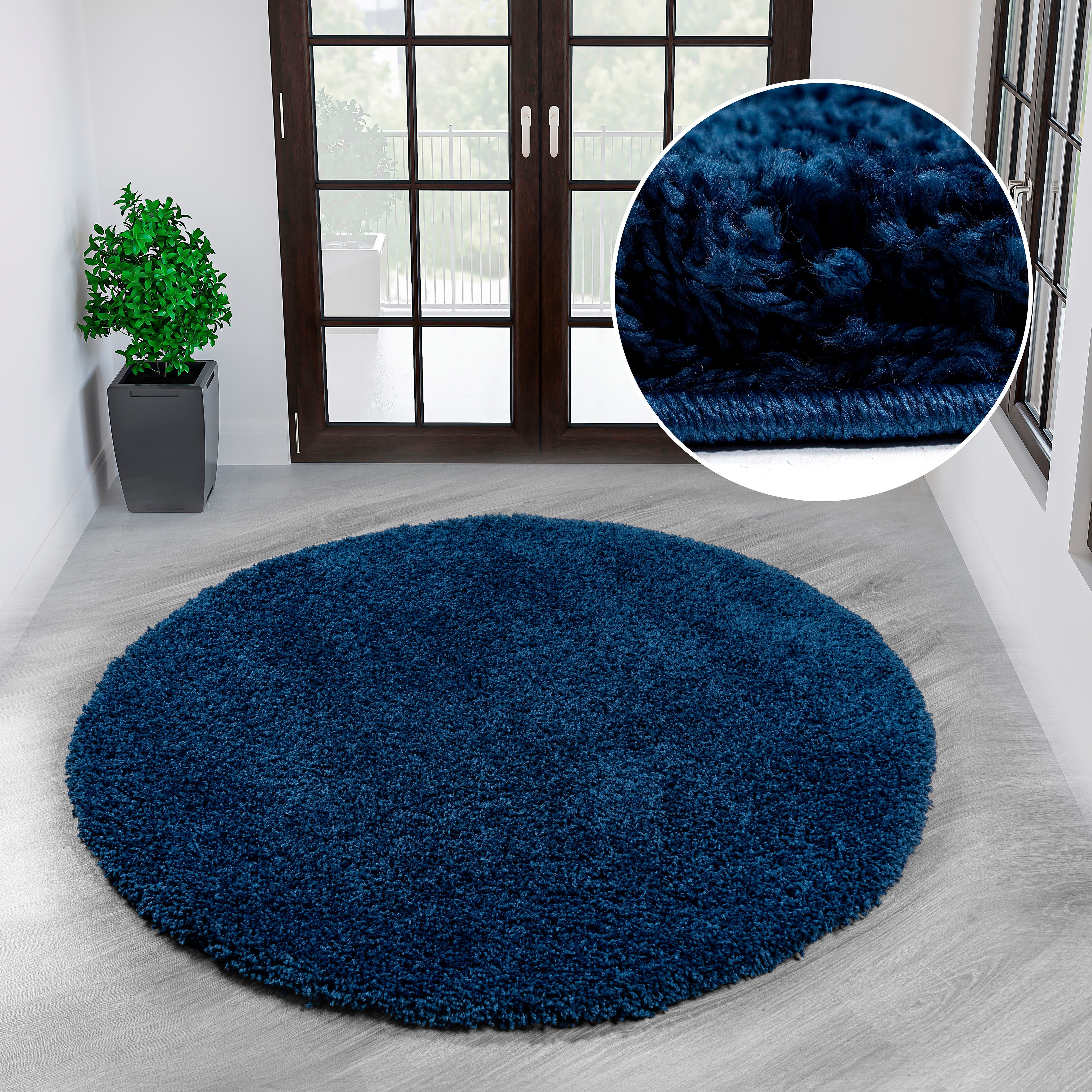 my home Teppich Viva rund, rund, Höhe: 45 mm, Uni-Farben, einfarbig, besonders weich und kuschelig, Wohnzimmer