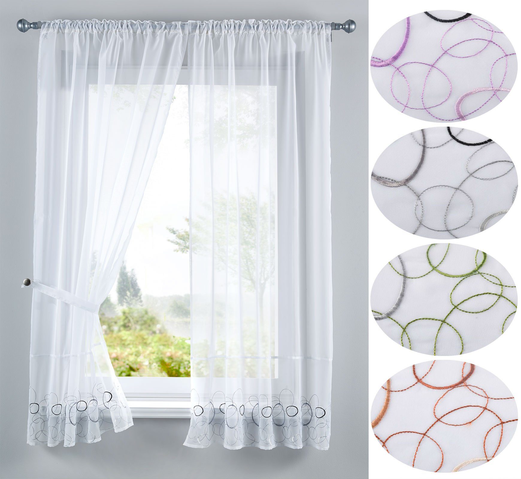 Gardinenbox Gardine (2 St), Stangendurchzug, transparent, Voile, AURA Stick günstig online kaufen