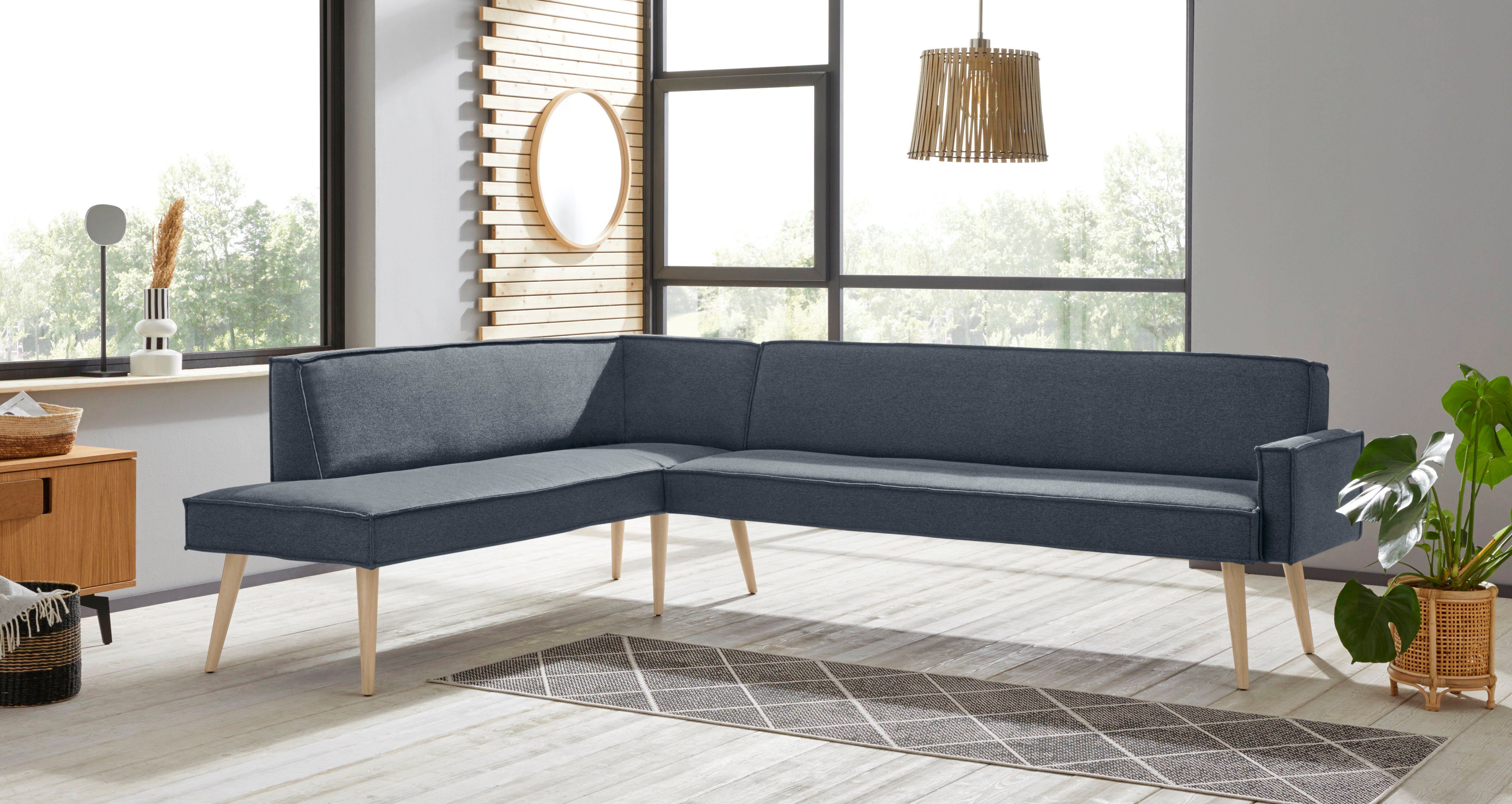 exxpo - sofa fashion Eckbank Lungo, moderne Kedernaht, bequem und elegant, hoher Holzfuß, hochwertige Detailverarbeitung, frei im Raum stellbar