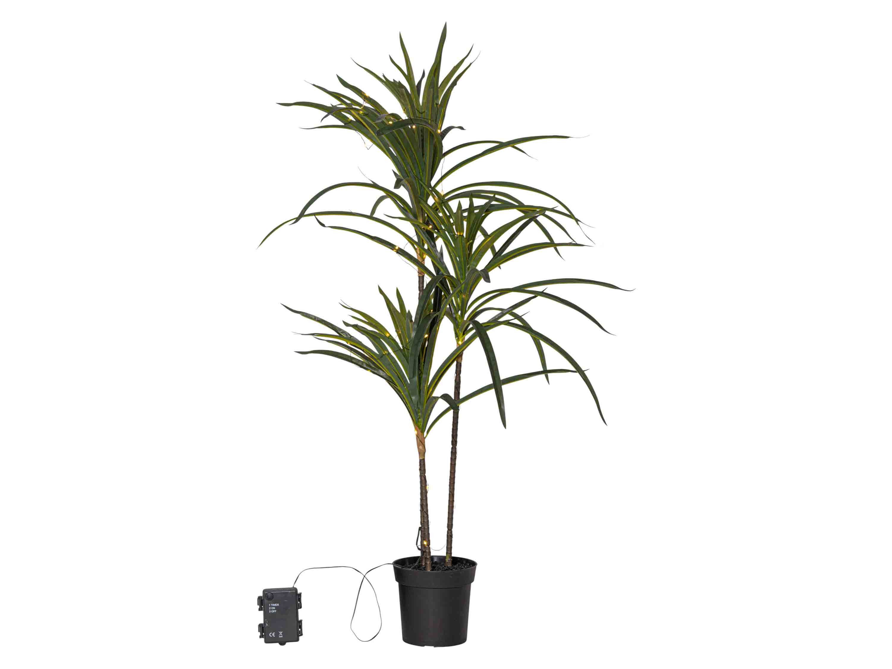Kunstpflanze Bali Palme, STAR TRADING, Höhe 84.00 cm, Palme mit 50 LEDs warmweiß außen 84cm