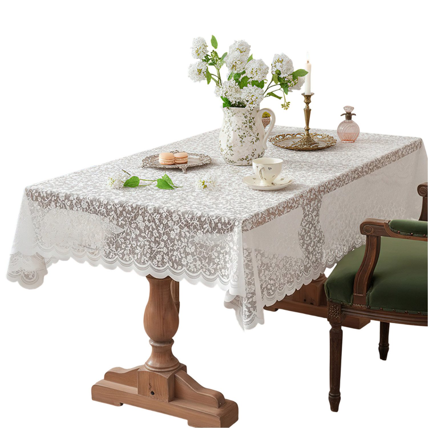 Refttenw Tischdecke Vintage-Spitzentischdecke im Landhausstil - Tischdeko, Wohnaccessoire (1-tlg), Quadratisch / Rund