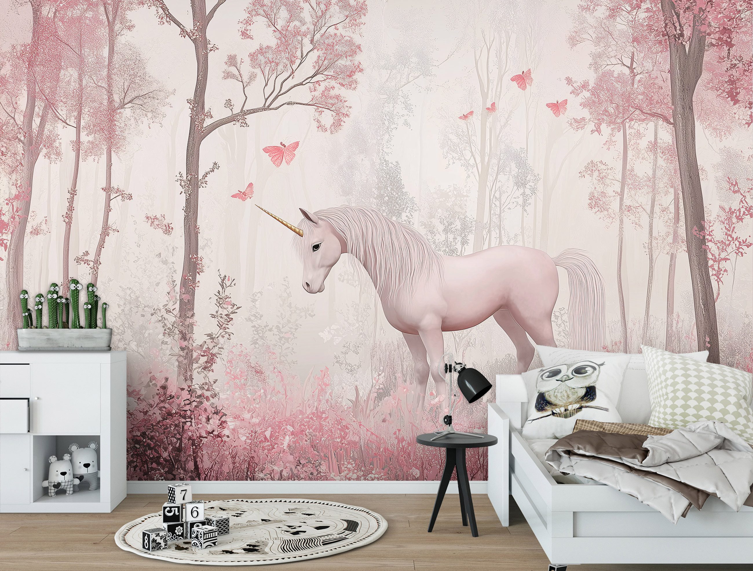 Wallarena Fototapete Kinderzimmer Mädchen Einhorn Rosa Natur Vlies Tapete K günstig online kaufen