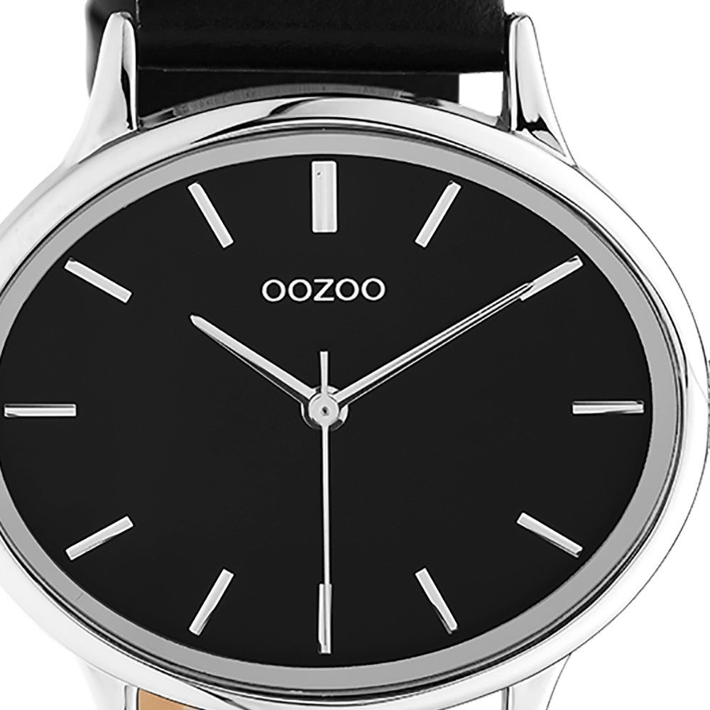 OOZOO Quarzuhr Oozoo Damen Armbanduhr Analog, groß (ca. rund, Lederarmband, extra schwarz 38x31mm) Damenuhr Fashion-Style