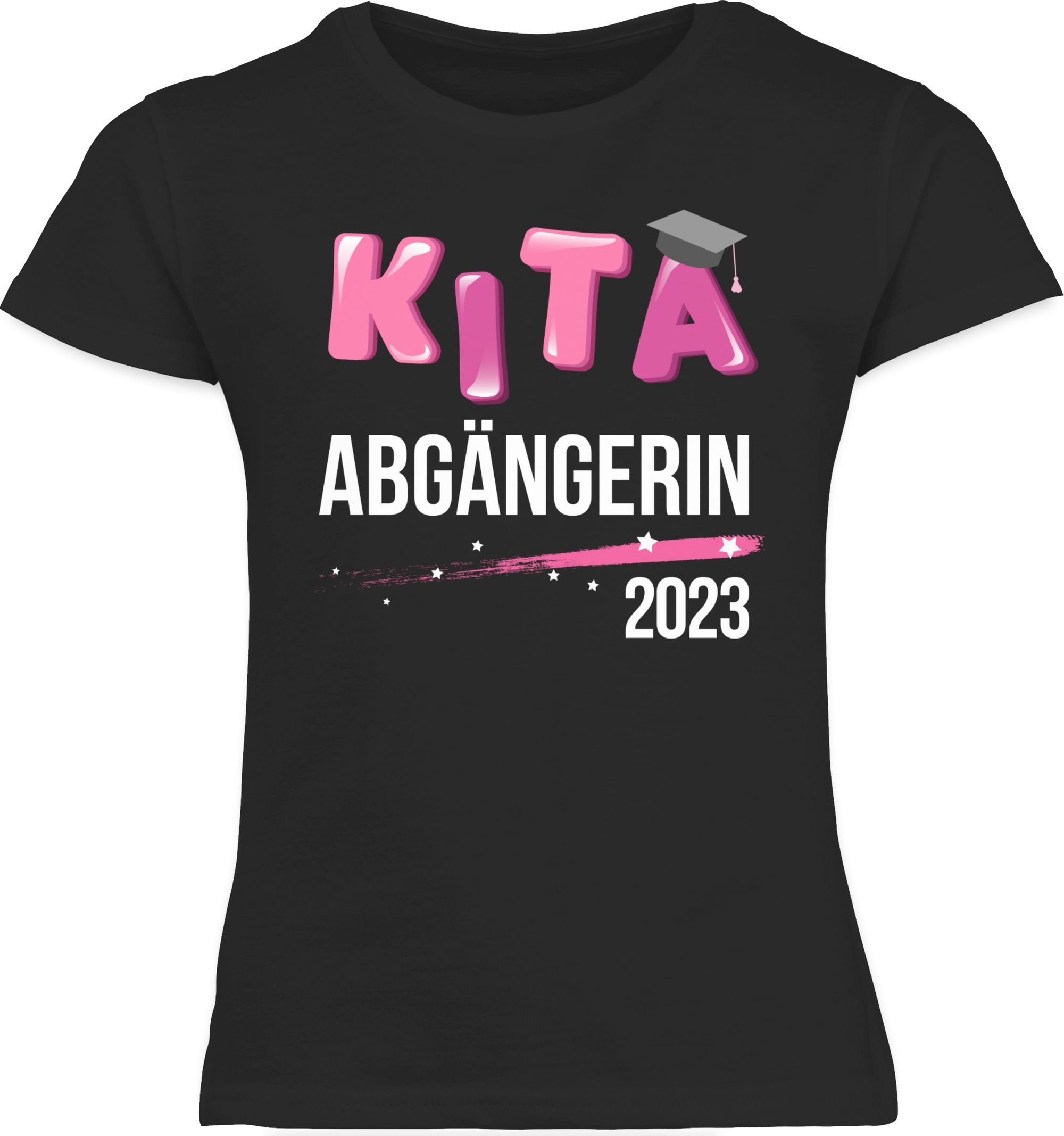 Mädchen 2023 2 Abgängerin Kita T-Shirt Einschulung Shirtracer Schwarz