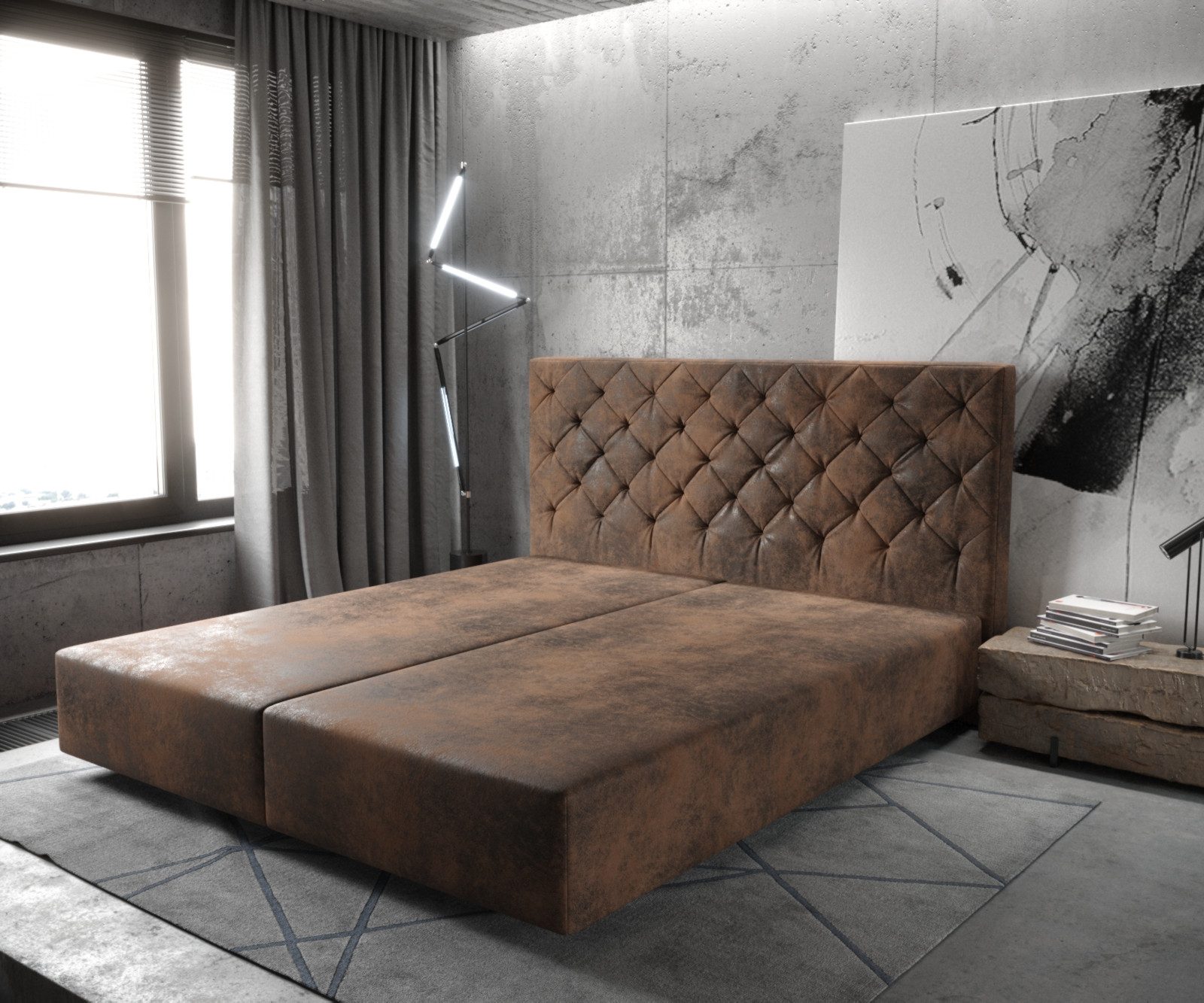 DELIFE Bettgestell Dream-Great, Mikrofaser Braun 180x200 cm