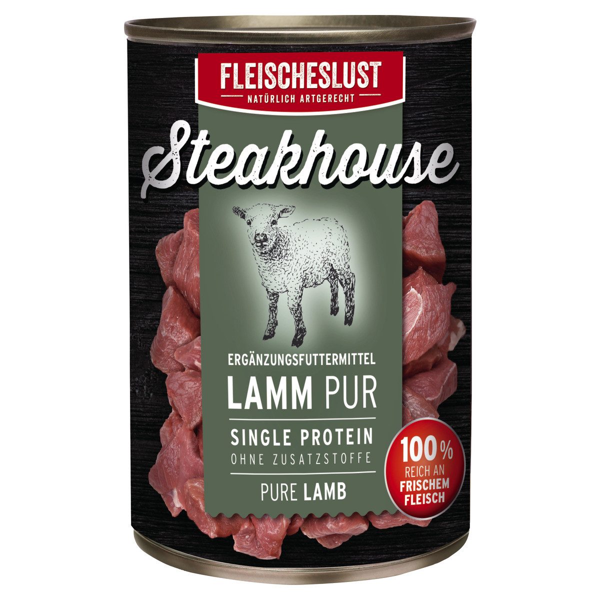 Fleischeslust Steakhouse Lamm Pur 400 g, für: Hund