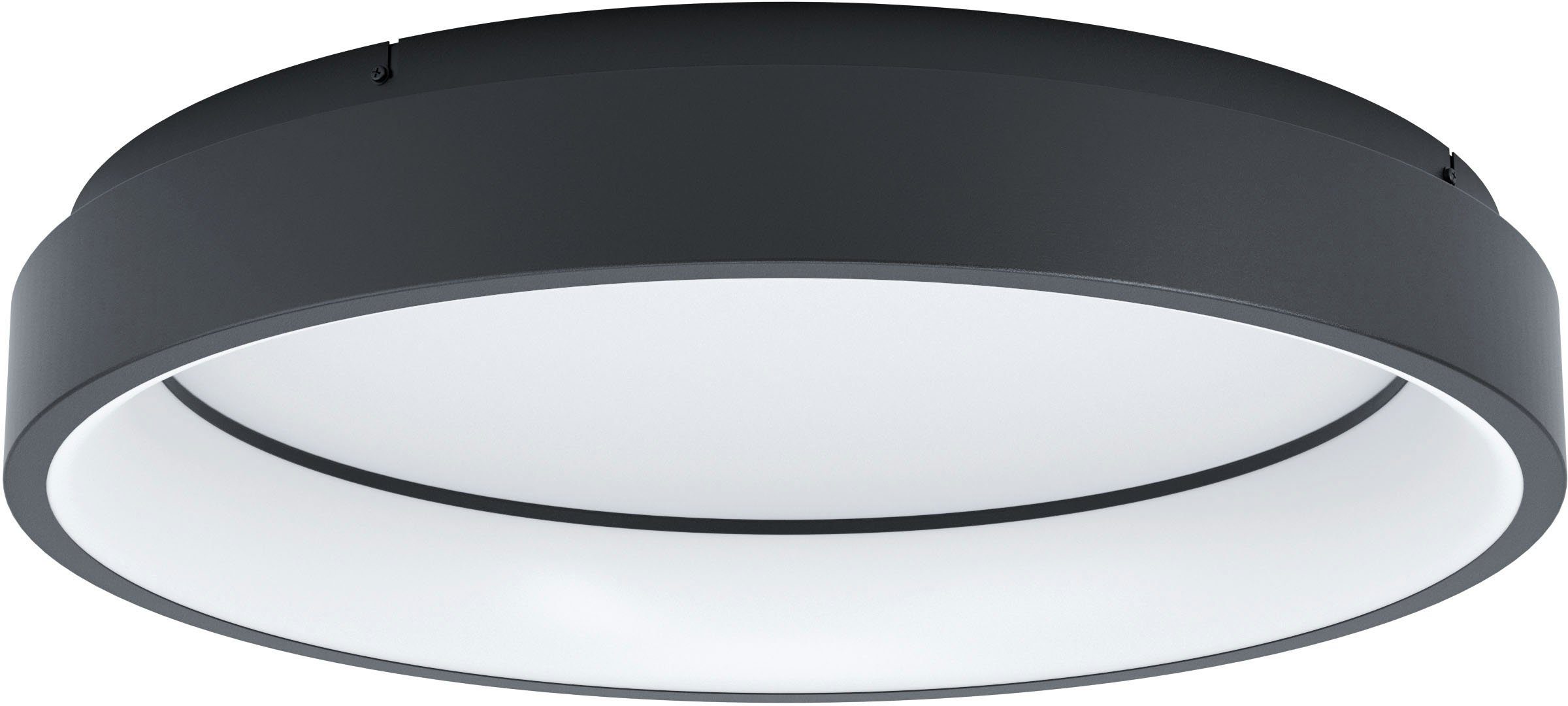 EGLO Deckenleuchte MARGHERA-Z Deckenlampe schwarz, ZigBee 3.0, Disco-Modus, Lampe, Bluetooth, CCT - über Fernbedienung, Dimmfunktion, Ein-/Ausschalter, Farbsteuerung, Farbwechsel, Memoryfunktion, Nachtlichtfunktion, RGB, Smart Home, Weckerfunktion, dimmbar über Fernbedienung, mehrere Helligkeitsstufen, LED fest integriert, warmweiß - kaltweiß, Timer, App/Sprachsteuerung Alexa, ‎‎‎‎60x60x110cm, exkl. Fernbedienung