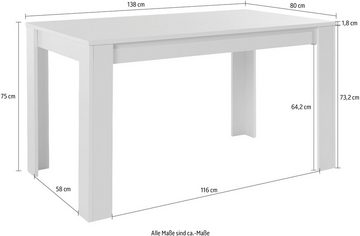 Homexperts Esstisch Viva, Breite 138 cm, in verschiedenen Ausführungen