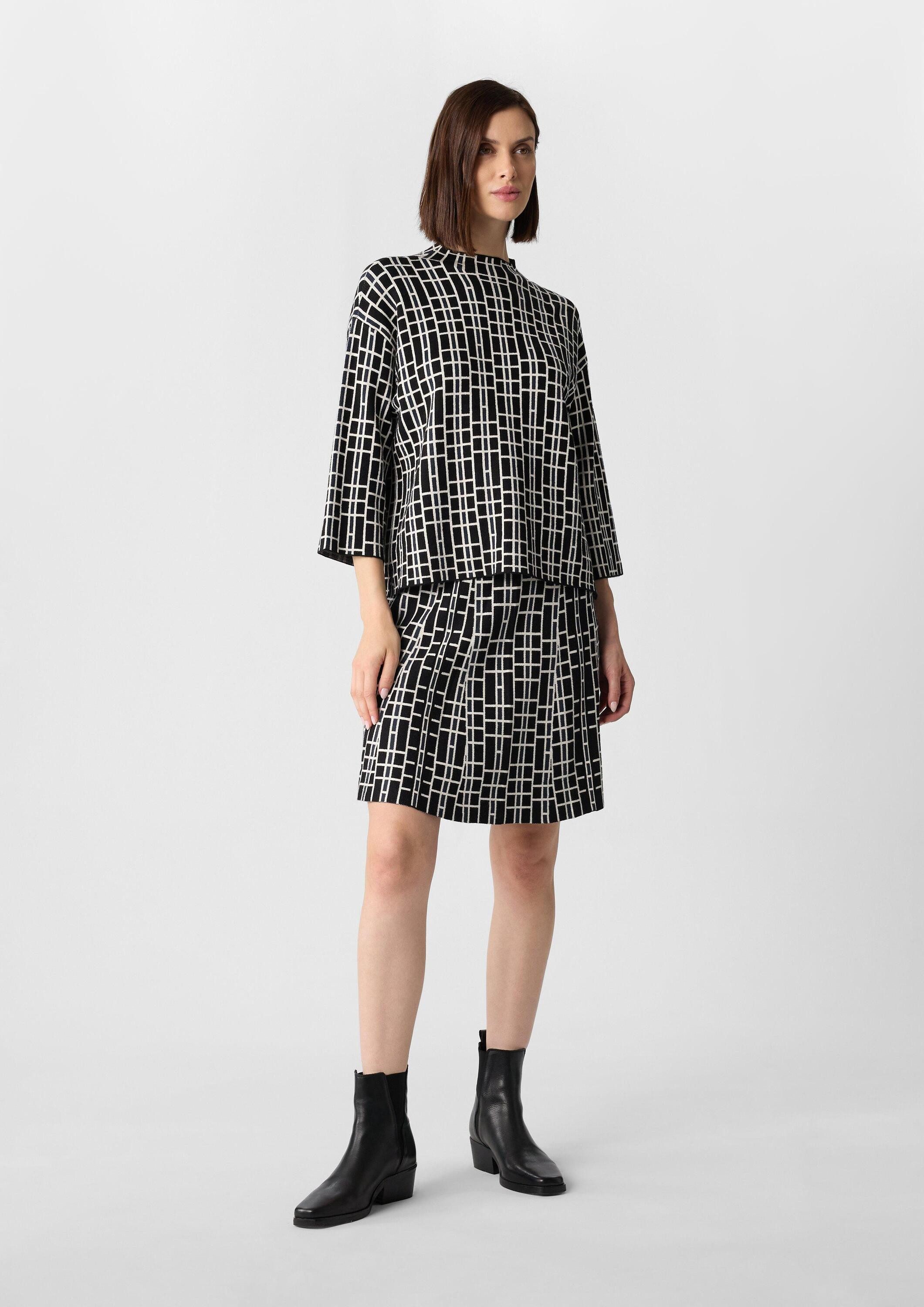 comma Minirock Rock Jacquard-Strickrock mit grafischem Muster