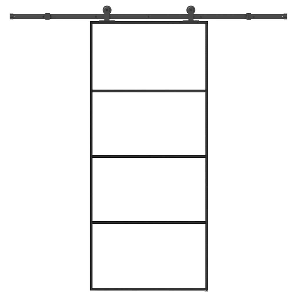 vidaXL Haustür Schiebetür mit Beschlag 90x205 cm ESG-Glas & Aluminium (1-St)