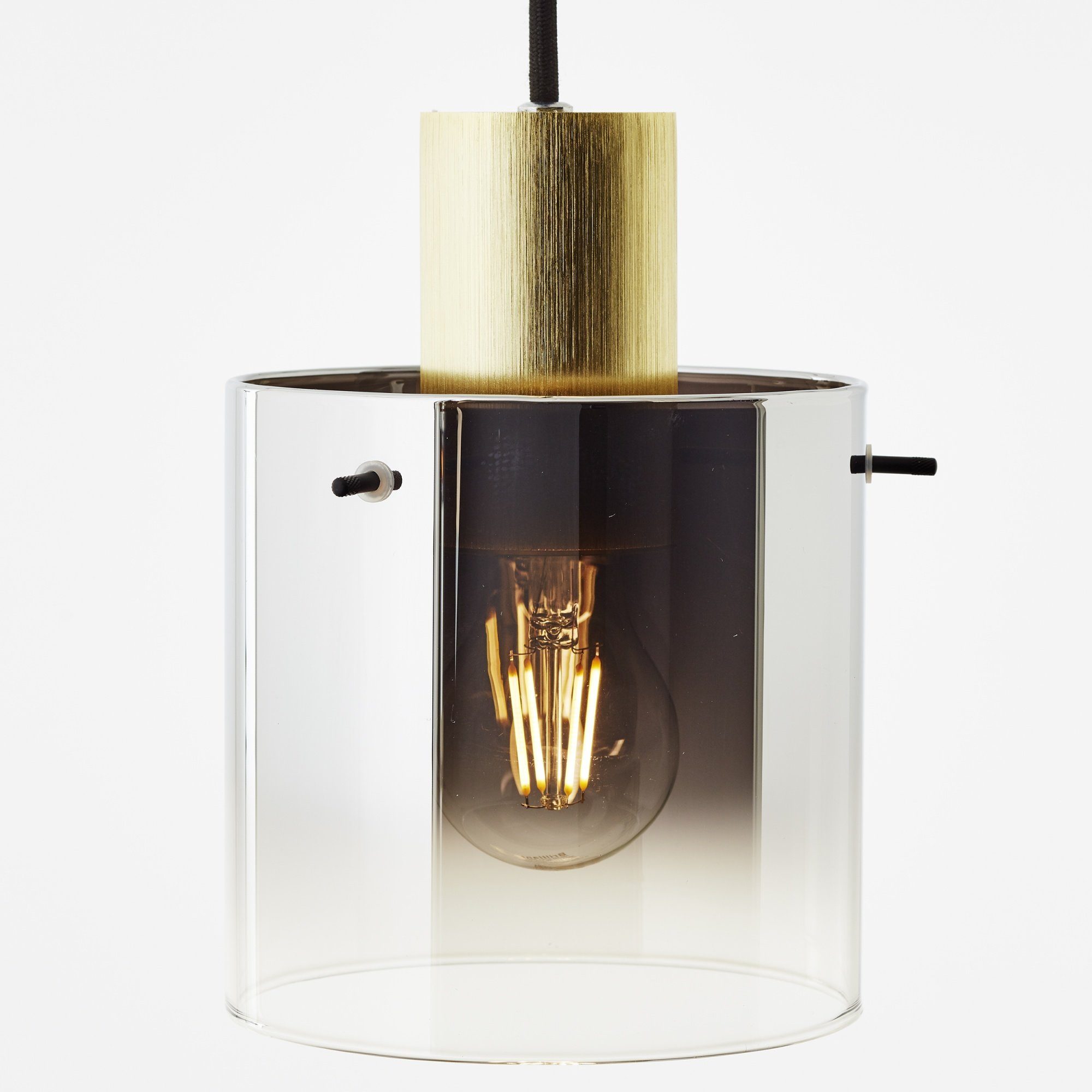Lightbox Hängeleuchten, ohne Leuchtmittel, 150 Glas/Metall, kürzbar, goldfarben/rauchglas x cm, 15 E27