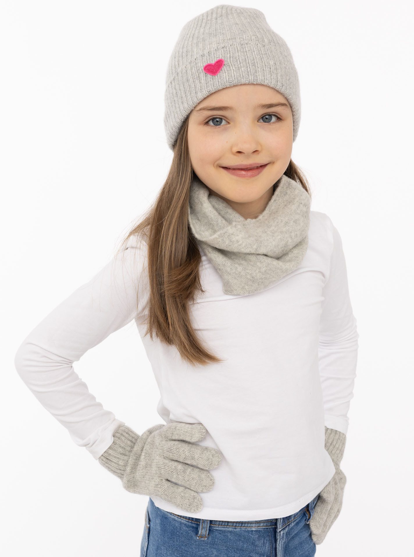 Zwillingsherz Beanie "Heart-Patch" Kids-Kaschmir Mütze mit Herzpatch