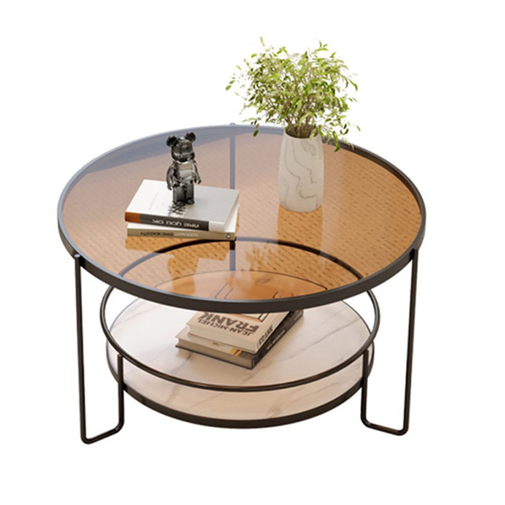 Couchtisch Couchtisch Rund, Wohnzimmertisch Moderner Glas Sofatisch Metallgestell