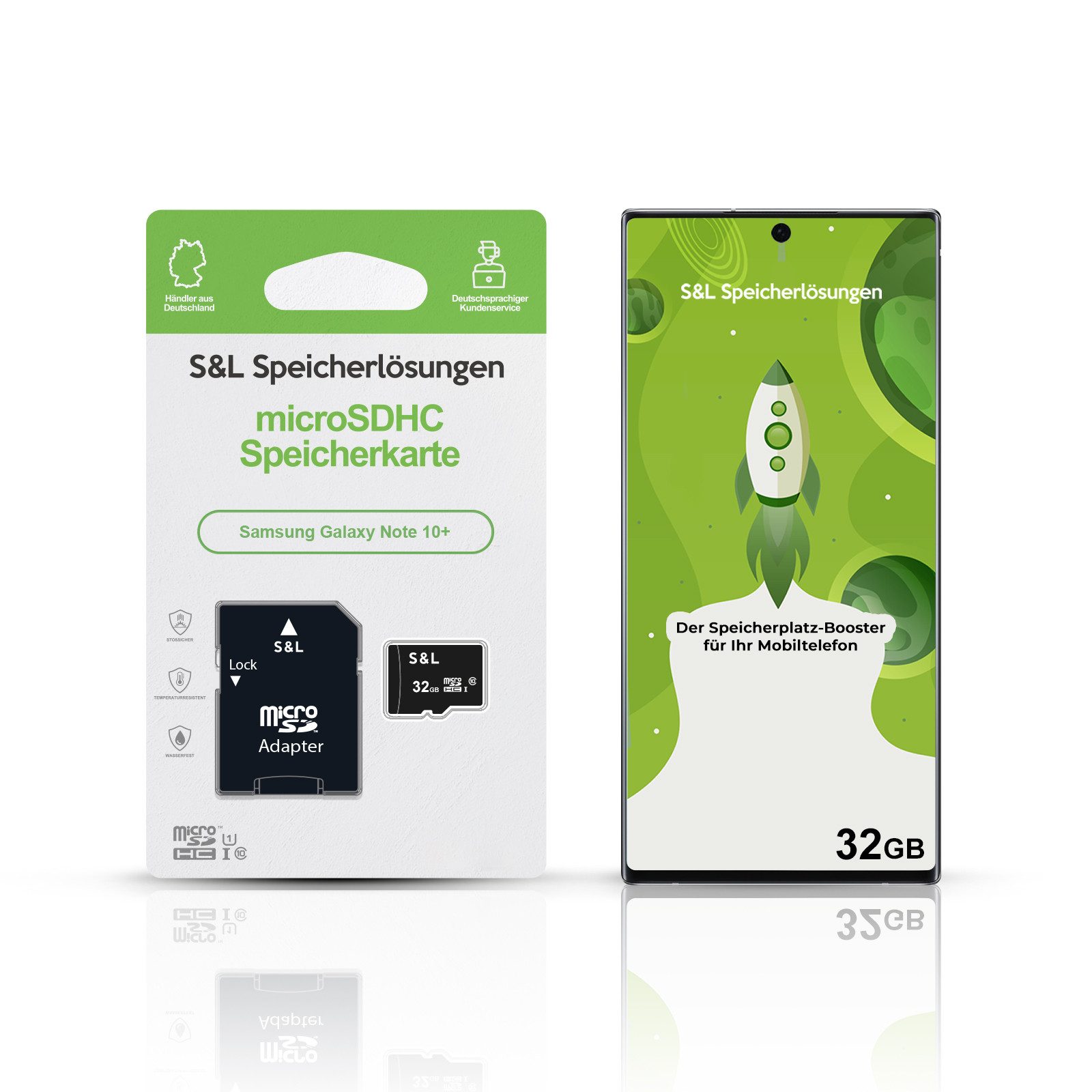 Tec-Expert microSD Karte S&L für Samsung Galaxy Note 10+ Speicherkarte (32 GB, Class 10, microSDHC)