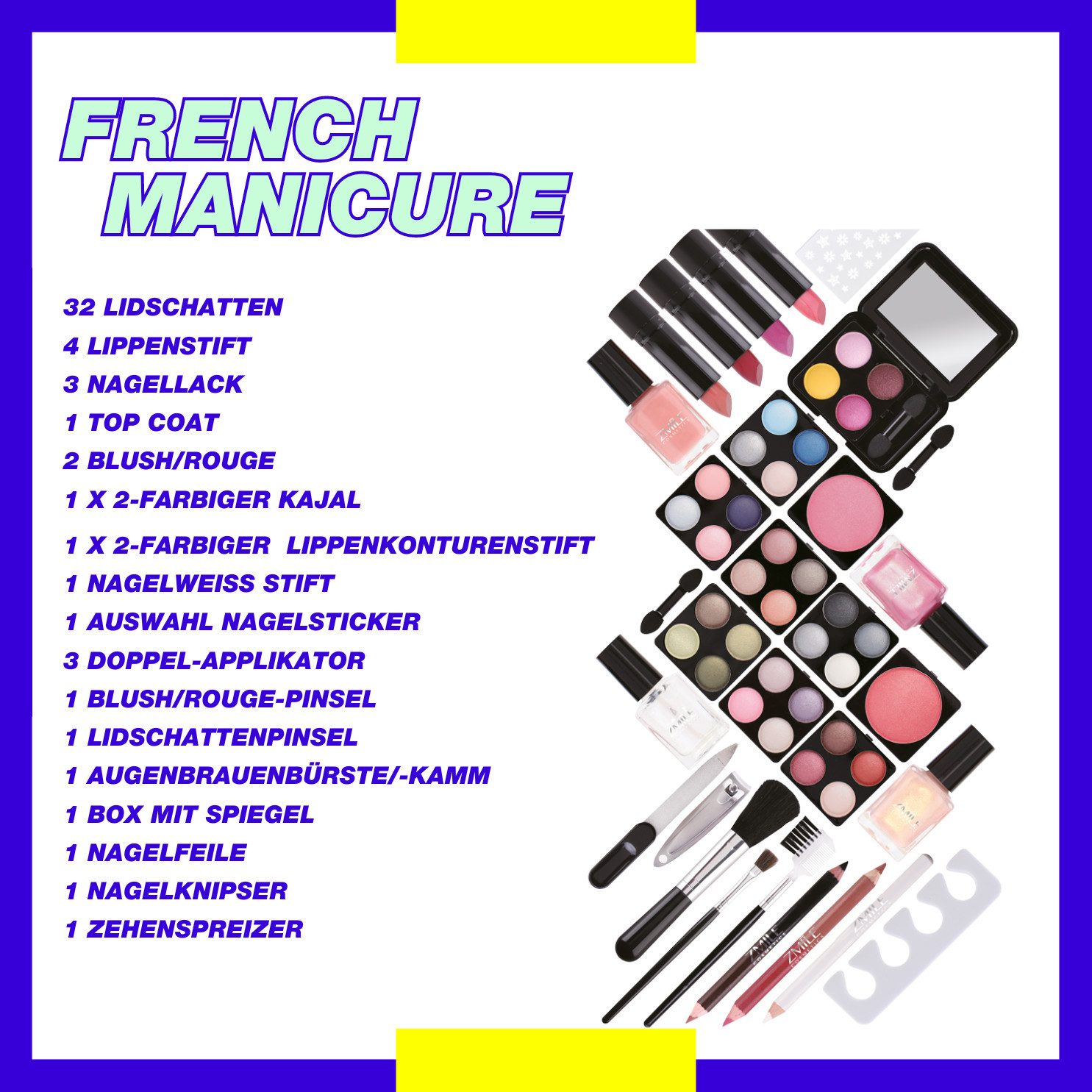 ZMILE COSMETICS Kosmetik-Koffer French Manicure, 58-tlg., mit veganer Formulierung