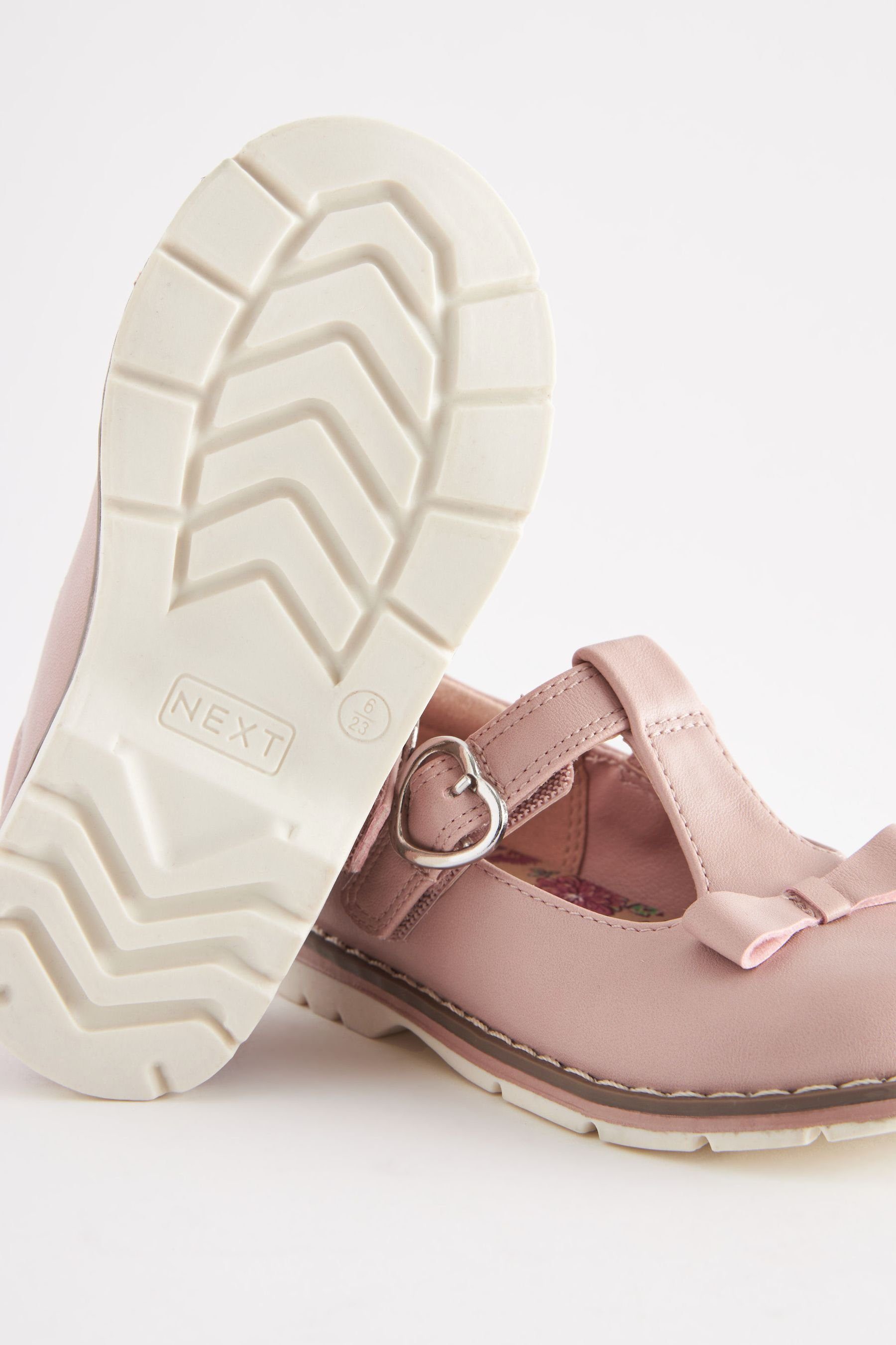 T-Strap-Sandale (1-tlg) und mit T-Steg Schuhe Pink Next Schleife