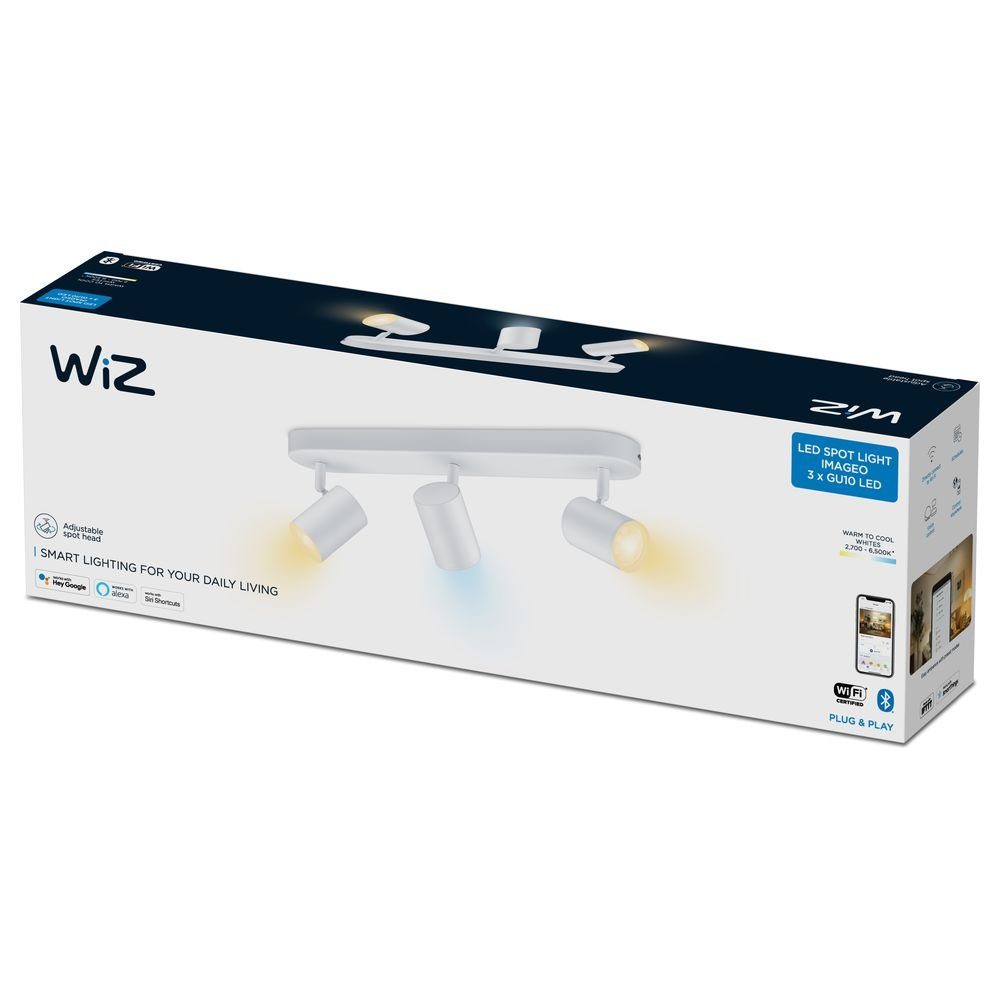 WiZ LED Deckenspot LED 5W Wand- Leuchtmittel 1035lm Angabe, 3x Deckenstrahler 2700-6500K, fest in keine Weiß verbaut, und Aufbaustrahler Ja, Deckenspot, LED, Deckenstrahler, enthalten: warmweiss