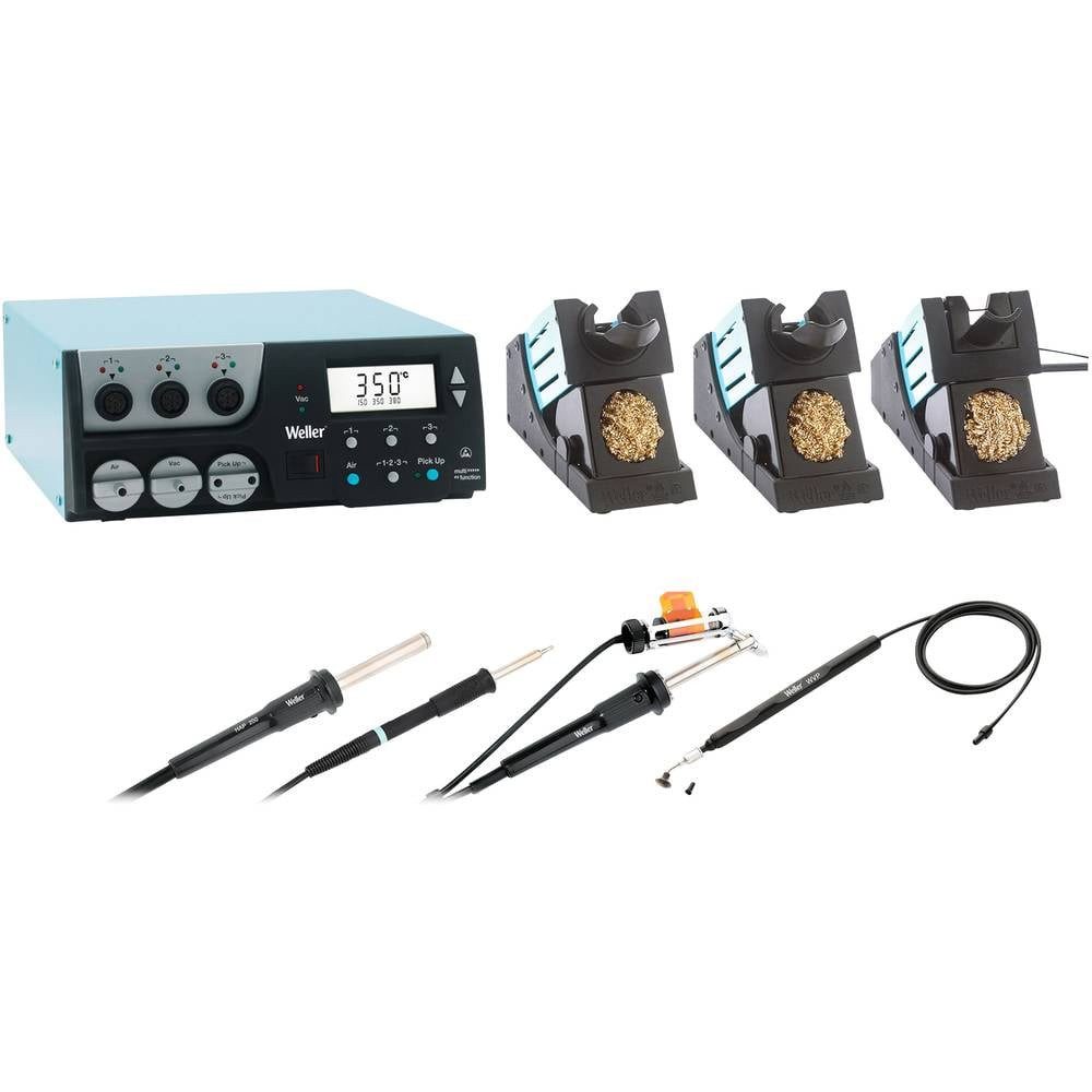 Weller Lötkolben 3-Kanal-Reworkstation Set, 360 W (400 W) für horizontales T0053368699N, inkl. Ablage, inkl. Lötspitze, inkl. Entlötsaugpumpe