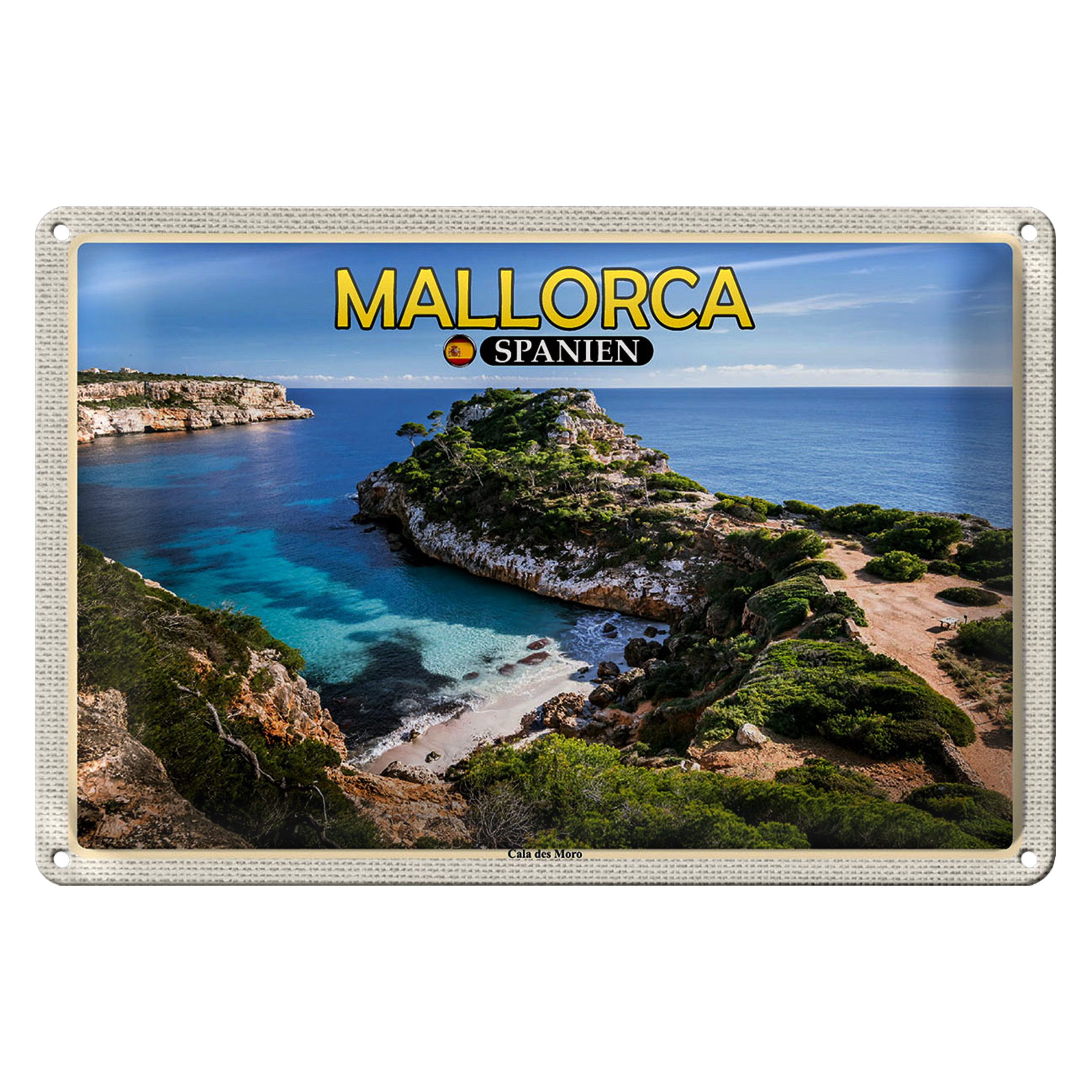 Roomando Metallschild Blechschild Reise 30x20cm Mallorca Spanien Cala des Moro Bucht