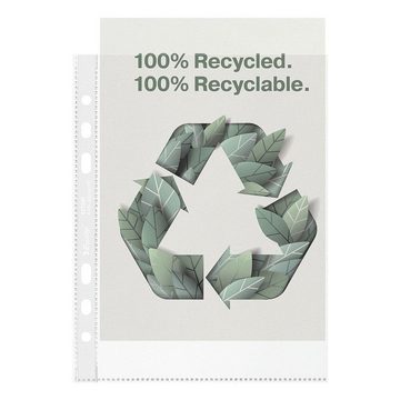 ESSELTE Prospekthülle 100% recycelt, 100 Stück, Format A5, genarbt, oben offen, abheftbar