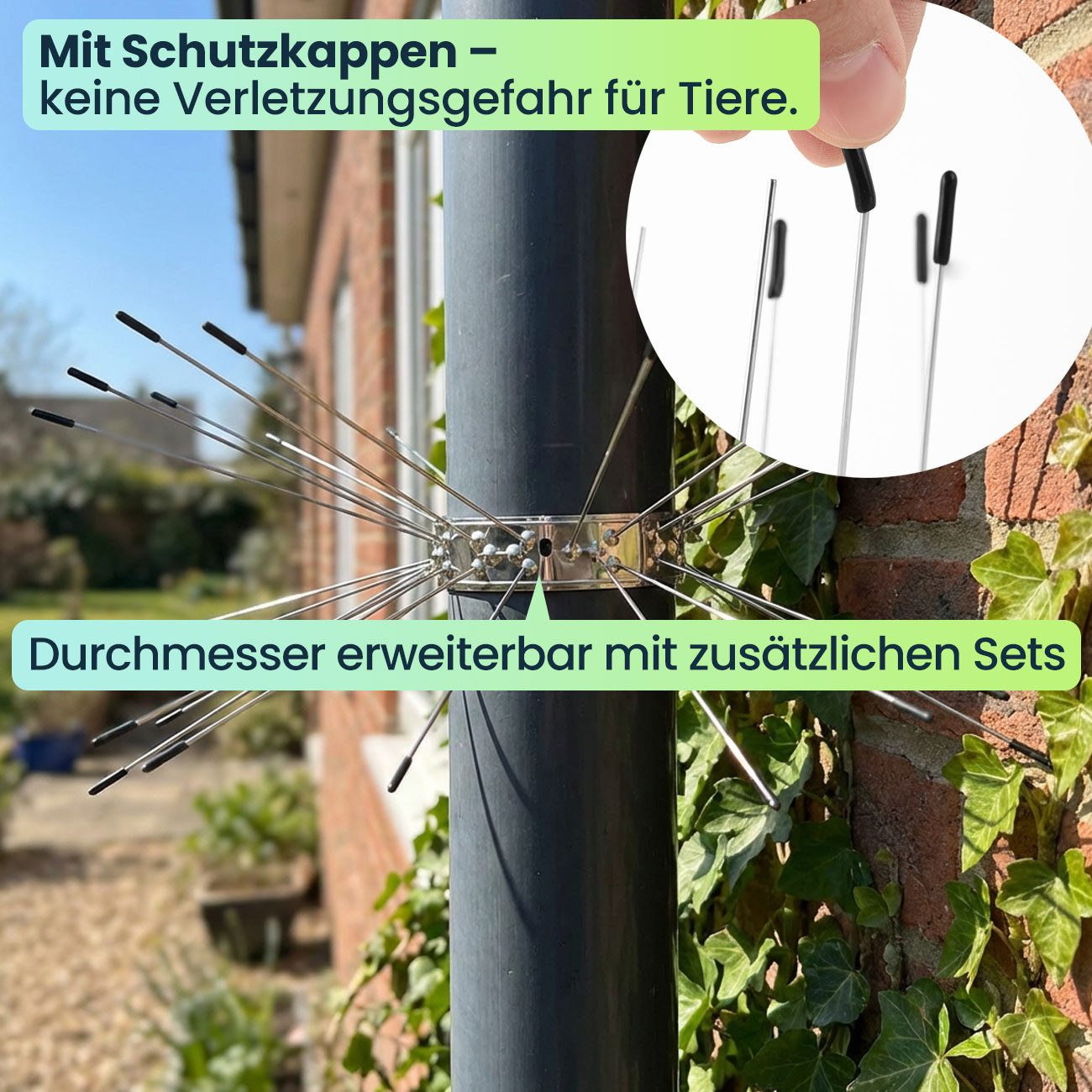 shop'n smile ideoon Marder-Abwehrgürtel Effektiver Marderabwehrgürtel Edelstahl Kletterschutz für 50 cm Umfang, 2-St., Stachellänge 15cm, Gürtel: 25 x 2cm, erwe – Bild 4 von 5