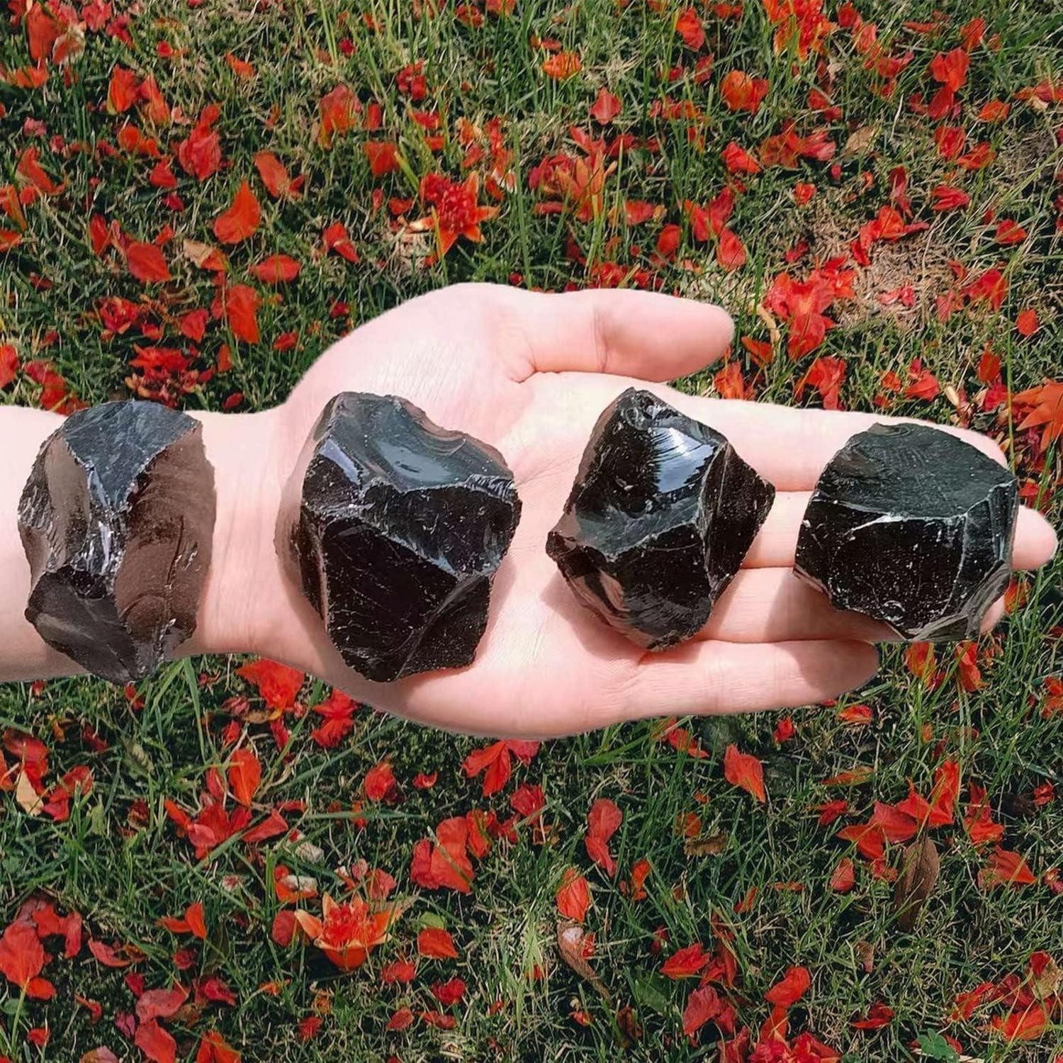 LuxusKollektion Stein Obsidian Rohsteine Premium Kristalle Heilsteine Natursteine 4er Set