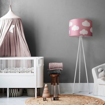 Paco Home Stehlampe Trina Cosmo, ohne Leuchtmittel, Stehlampe Kinderzimmer Stoff Lampenschirm Spielzimmer Wolken Pastell