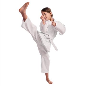 IPPON GEAR Karateanzug Club Karate GI Set Einsteiger Karateanzug Kinder Anzug inkl. Gürtel, [Розмір 100 I Gummizug an der Hose I 220gr/m² (8 oz) Stoffdichte] weiß