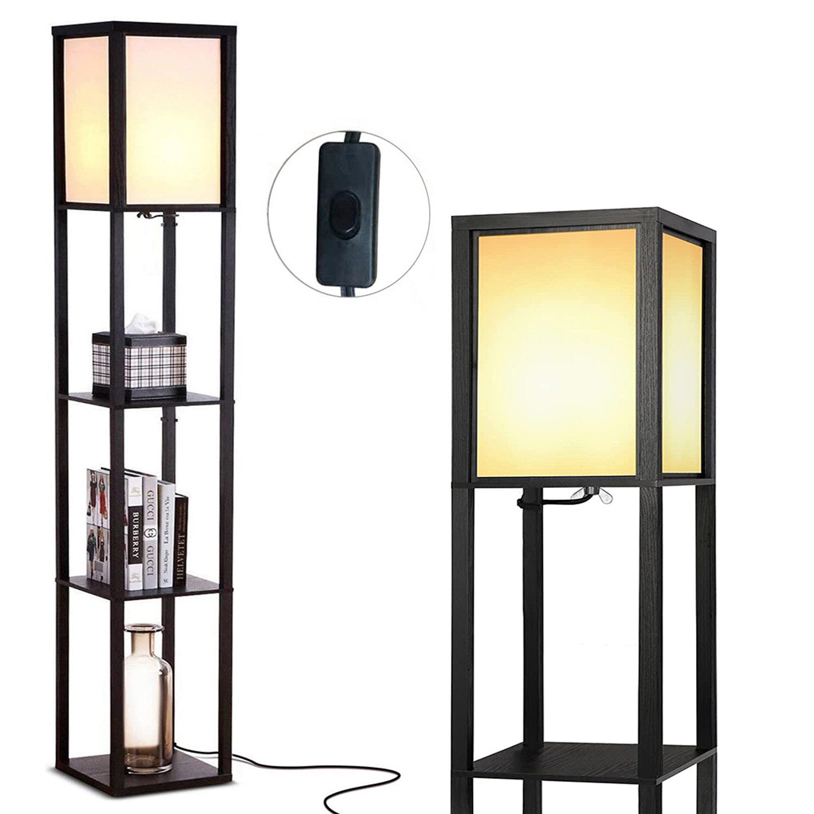 LED Stehlampe LED Regal Stehlampe 160cm Stehleuchte mit Glühbirne,Warmweiß,3 Regal