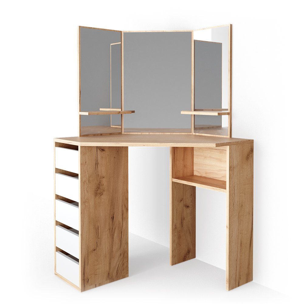Vicco Schminktisch Arielle, Eiche/Weiß, 110 cm günstig online kaufen