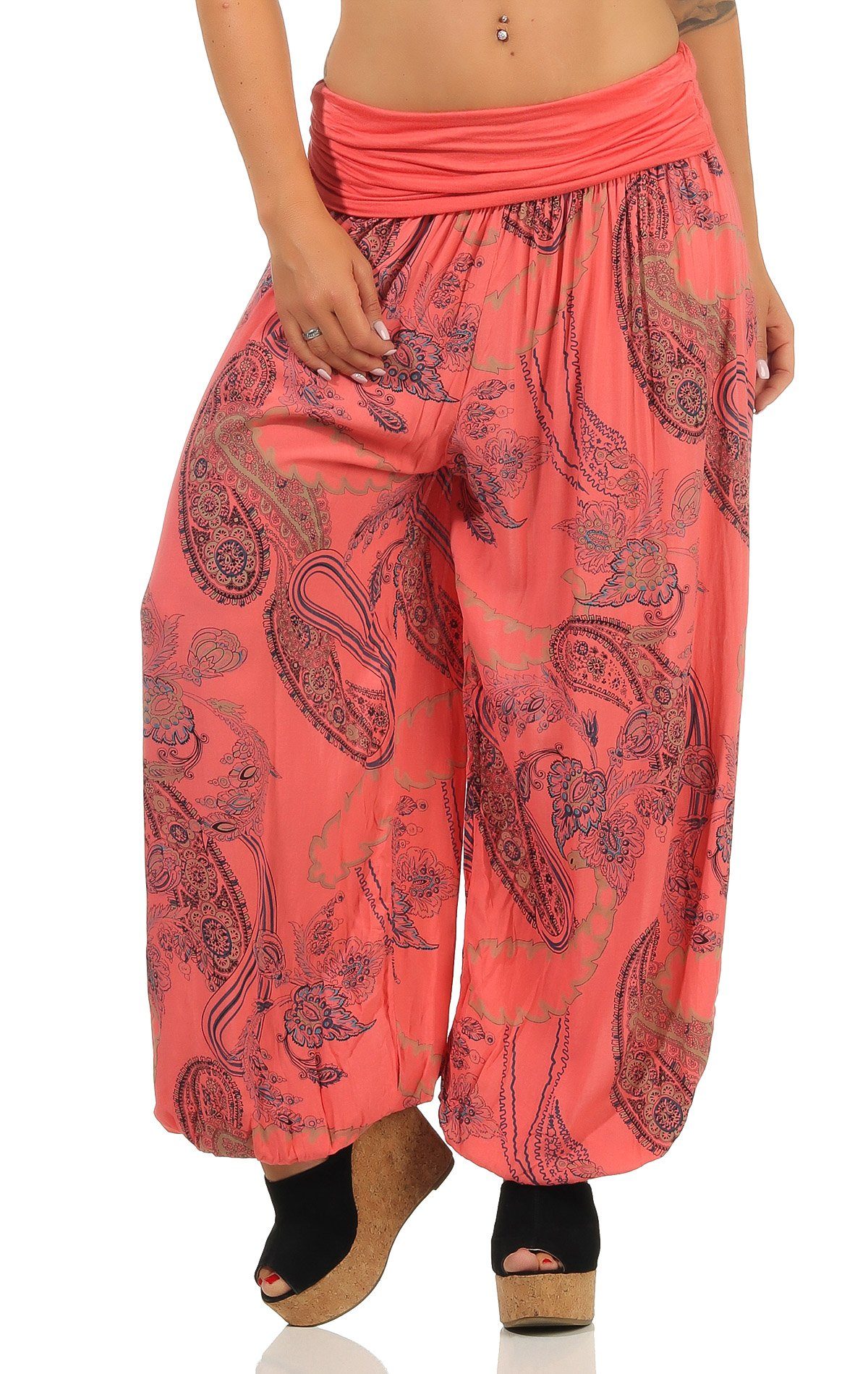 malito more than fashion Haremshose malito Damen Aladinhose mit Print, Haremshose zum Tanzen, Pumphose Pluderhose mit All-Over-Print